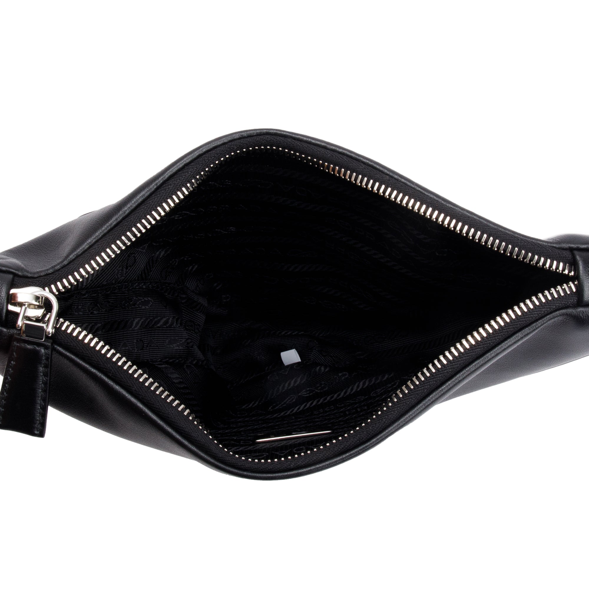 Prada Black Grace Lux Leather Triangle Wristlet Clutch w/ Box & Authenticity Card