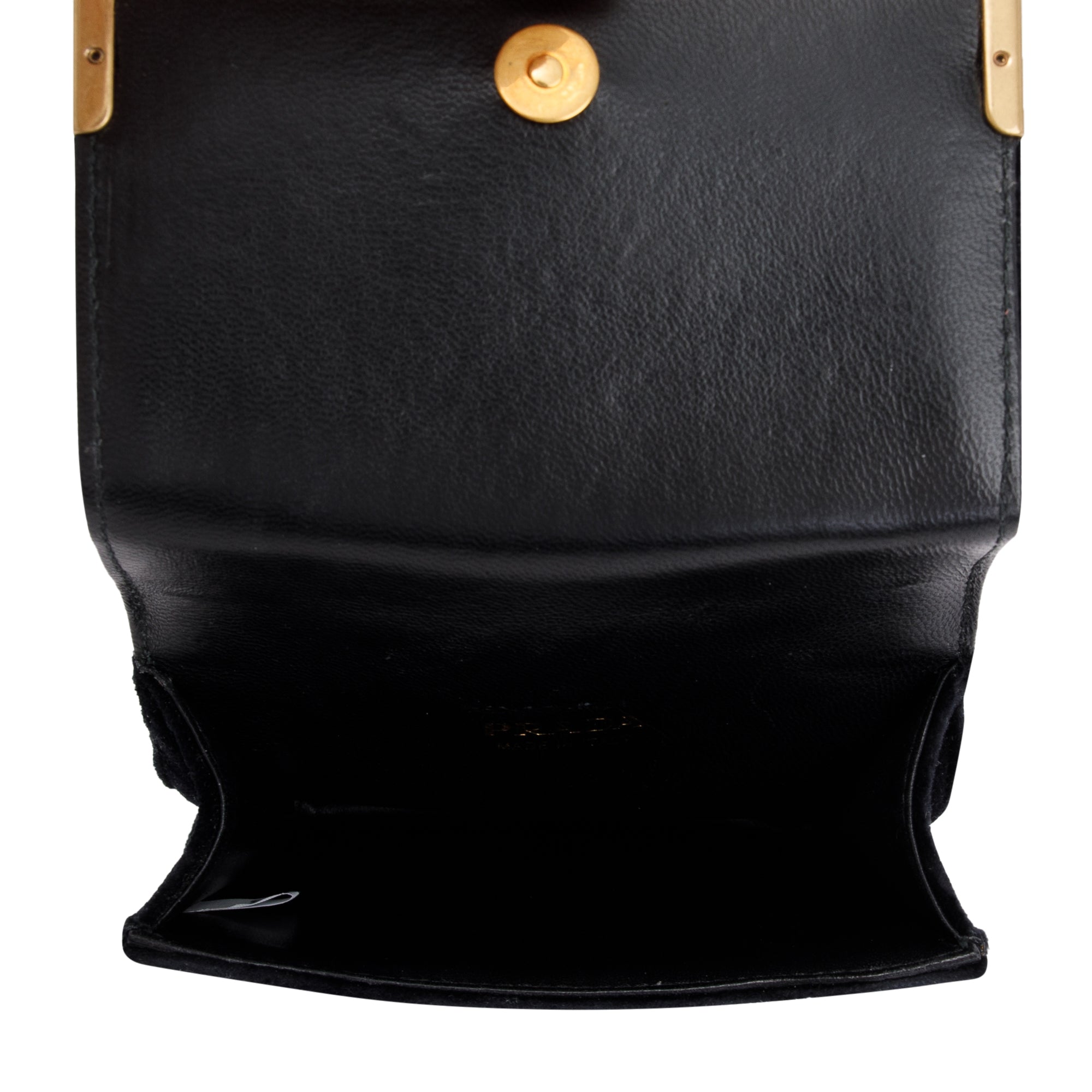 Prada Black Green Velluto City Calf Wallet on Chain w/ Box & Authenticity Card