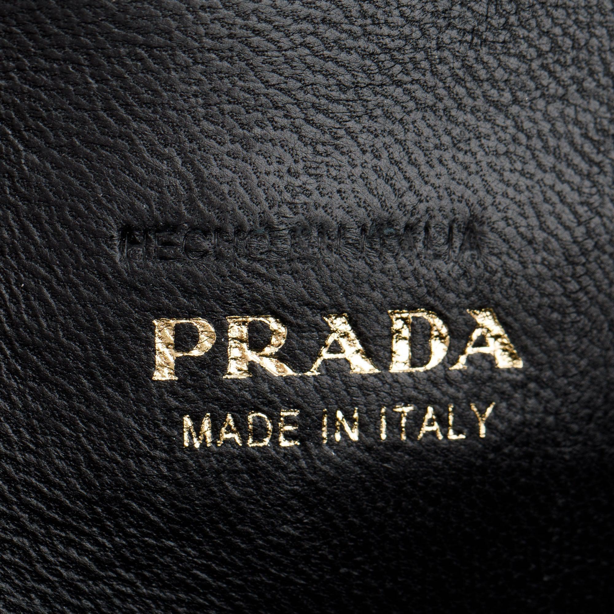 Prada Black Green Velluto City Calf Wallet on Chain w/ Box & Authenticity Card