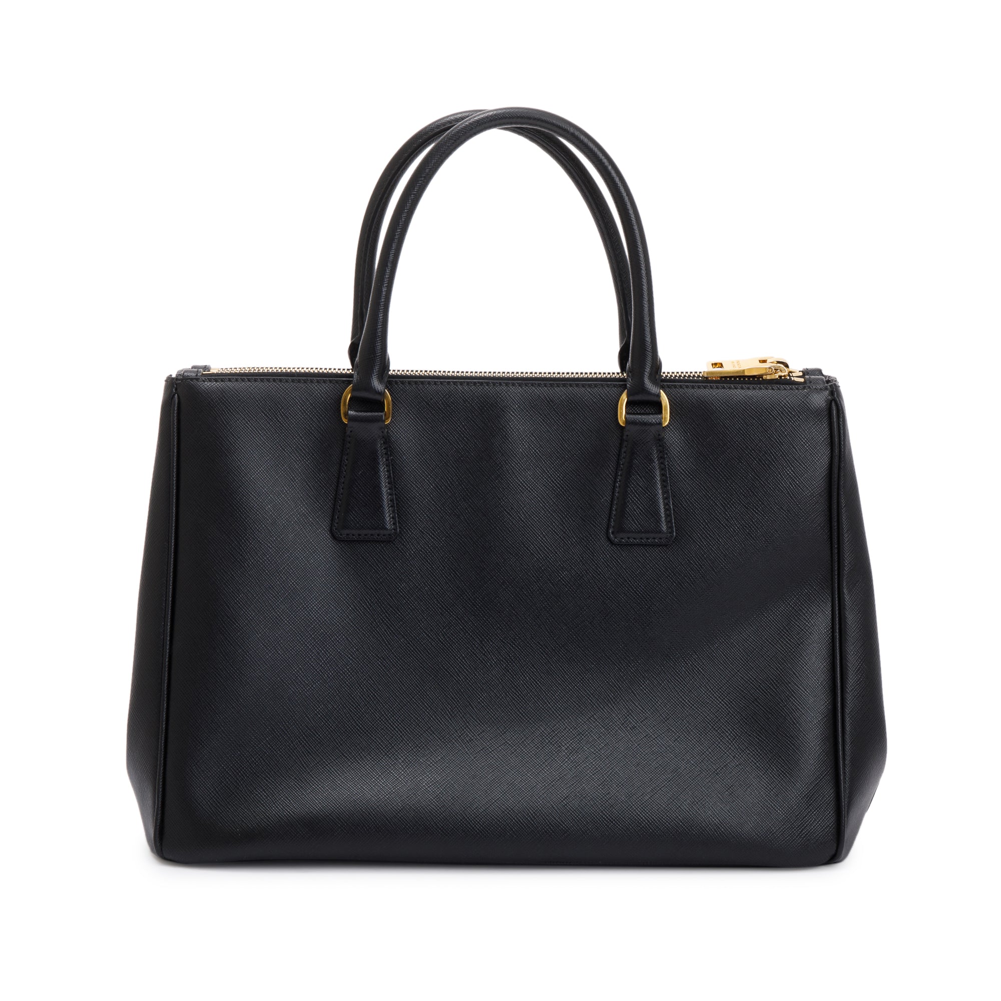 Prada Black Large Saffiano Lux Double Zip Galleria Tote w/ Strap