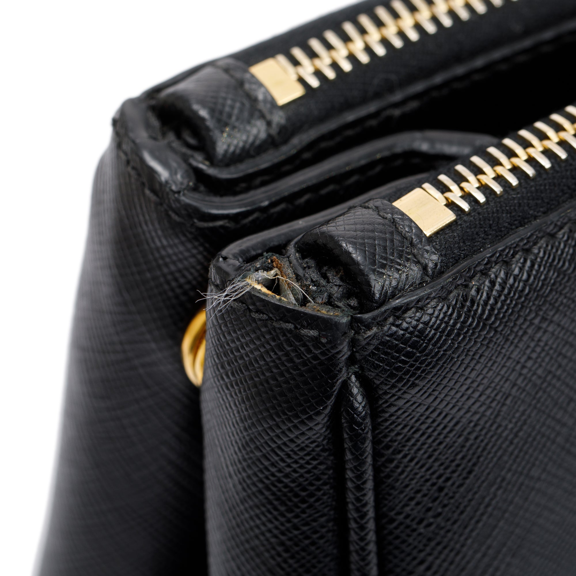 Prada Black Large Saffiano Lux Double Zip Galleria Tote w/ Strap