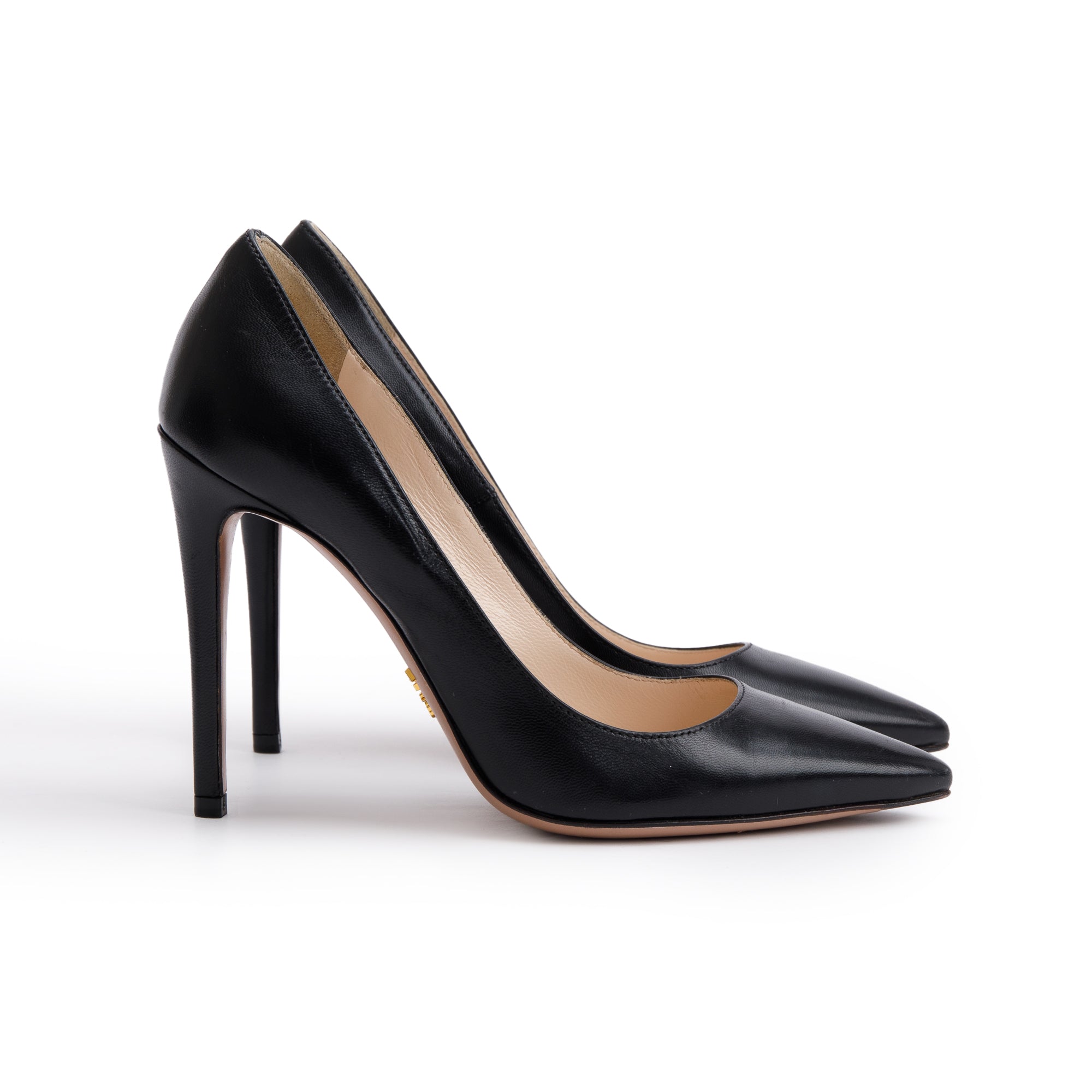 Prada Black Leather Calzature Donna Pumps, Size 35.5