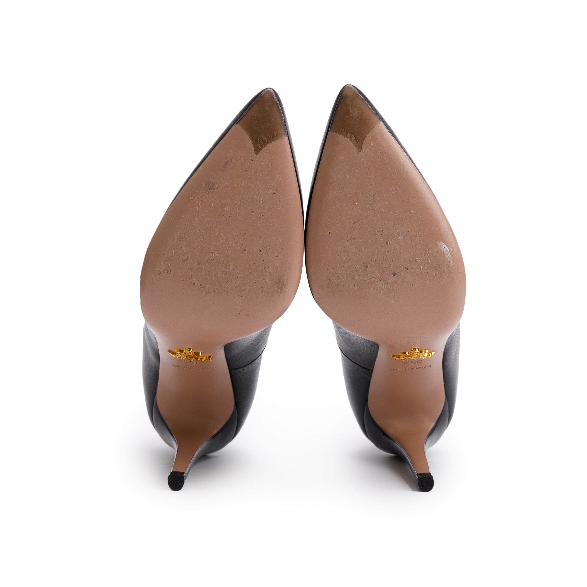 Prada Black Leather Calzature Donna Pumps, Size 35.5