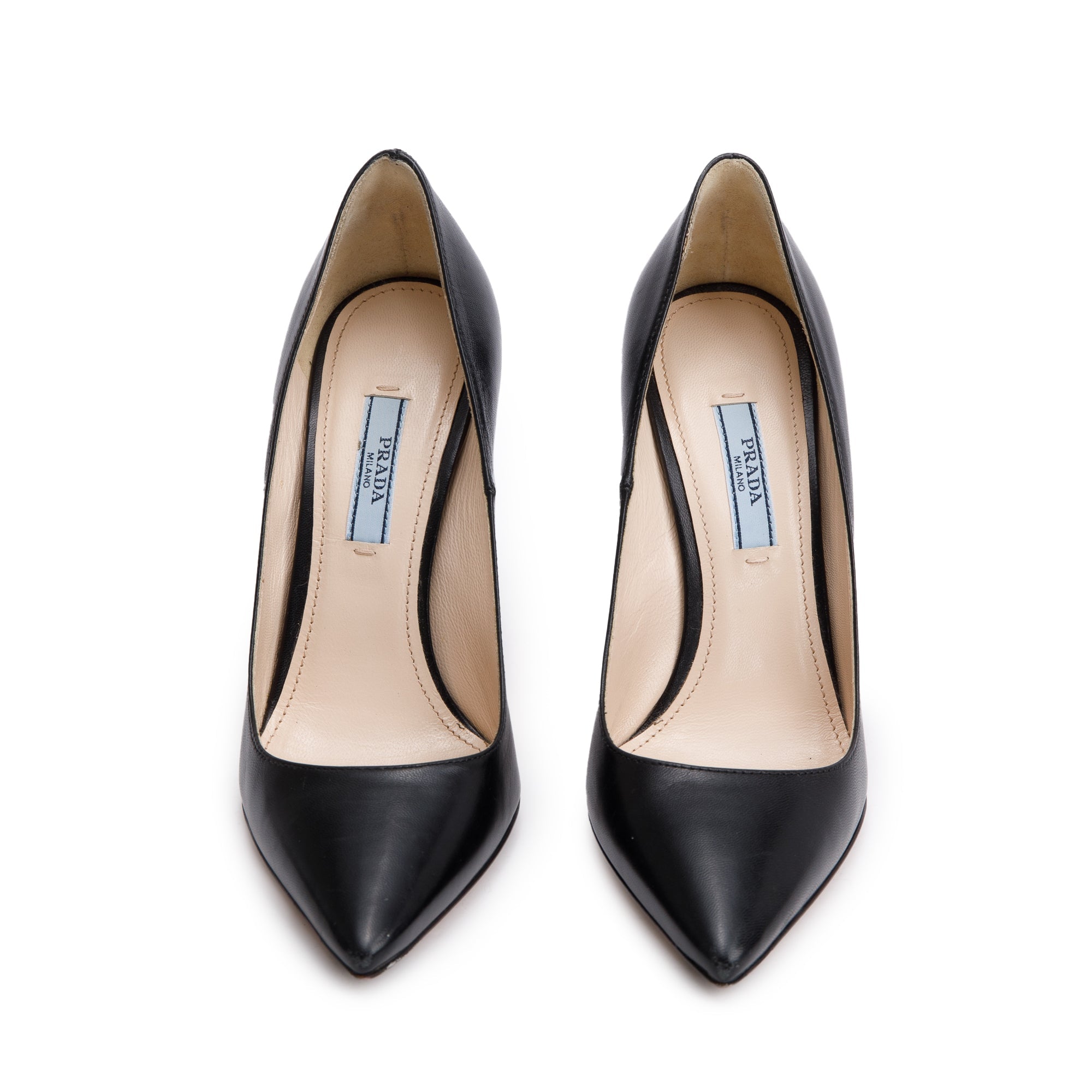 Prada Black Leather Calzature Donna Pumps, Size 35.5