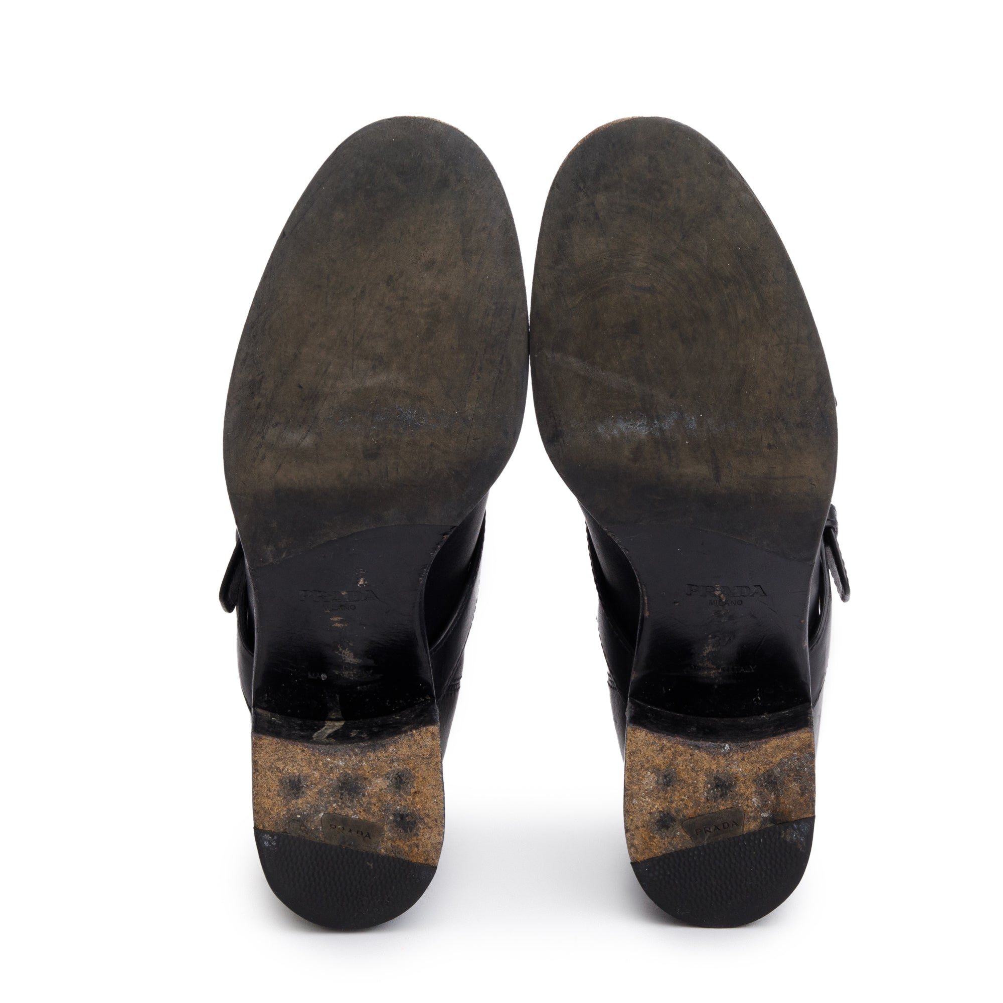 Prada Black Leather Chelsea Boots, Size 37