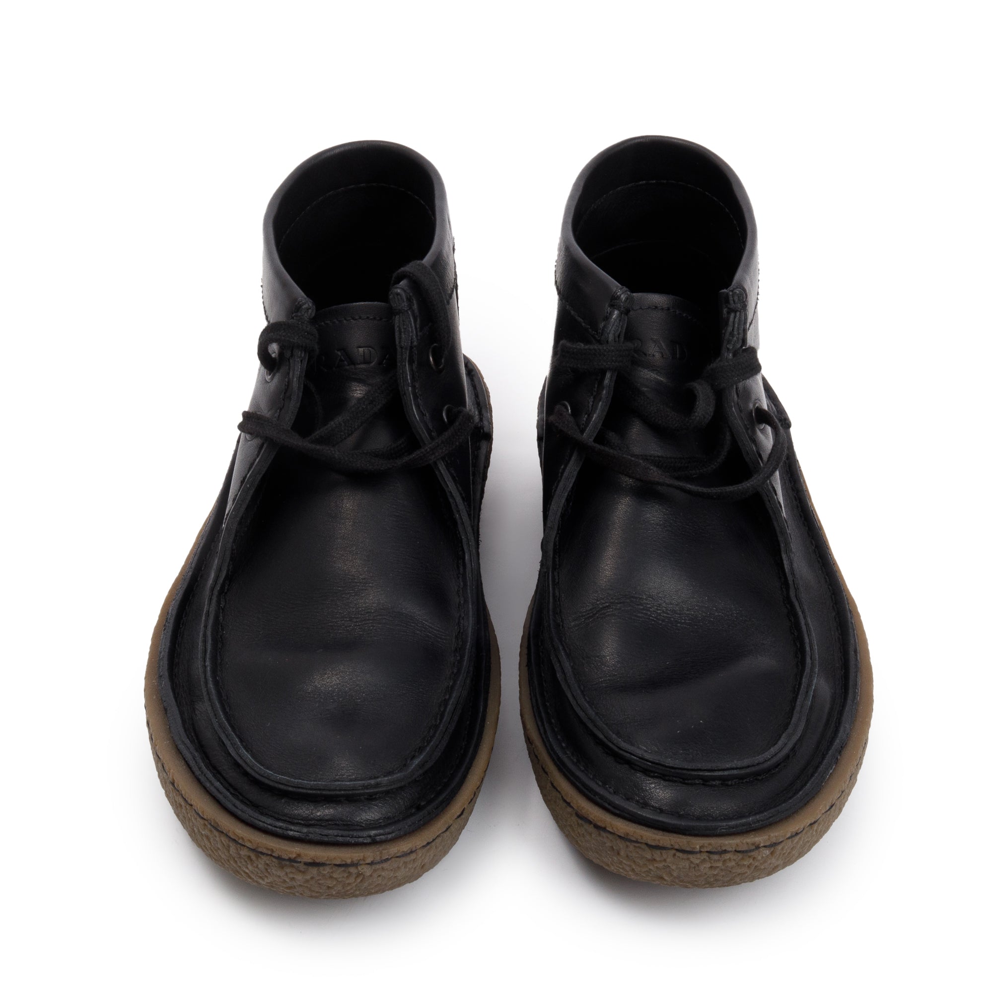 Prada Black Leather Laced Tassel Ankle Boots, Size 6