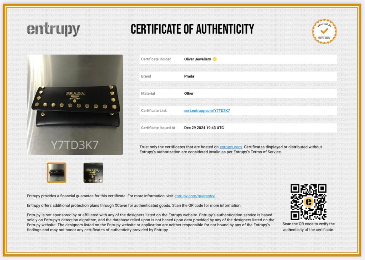 Prada Black Leather Studded Continental Flap Wallet