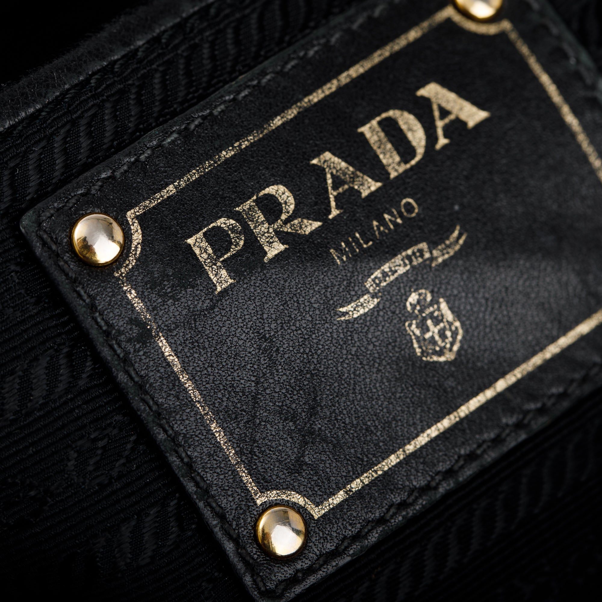 Prada Black Leather-Trimmed Tessuto Gaufre Tote w/ Authenticity Card