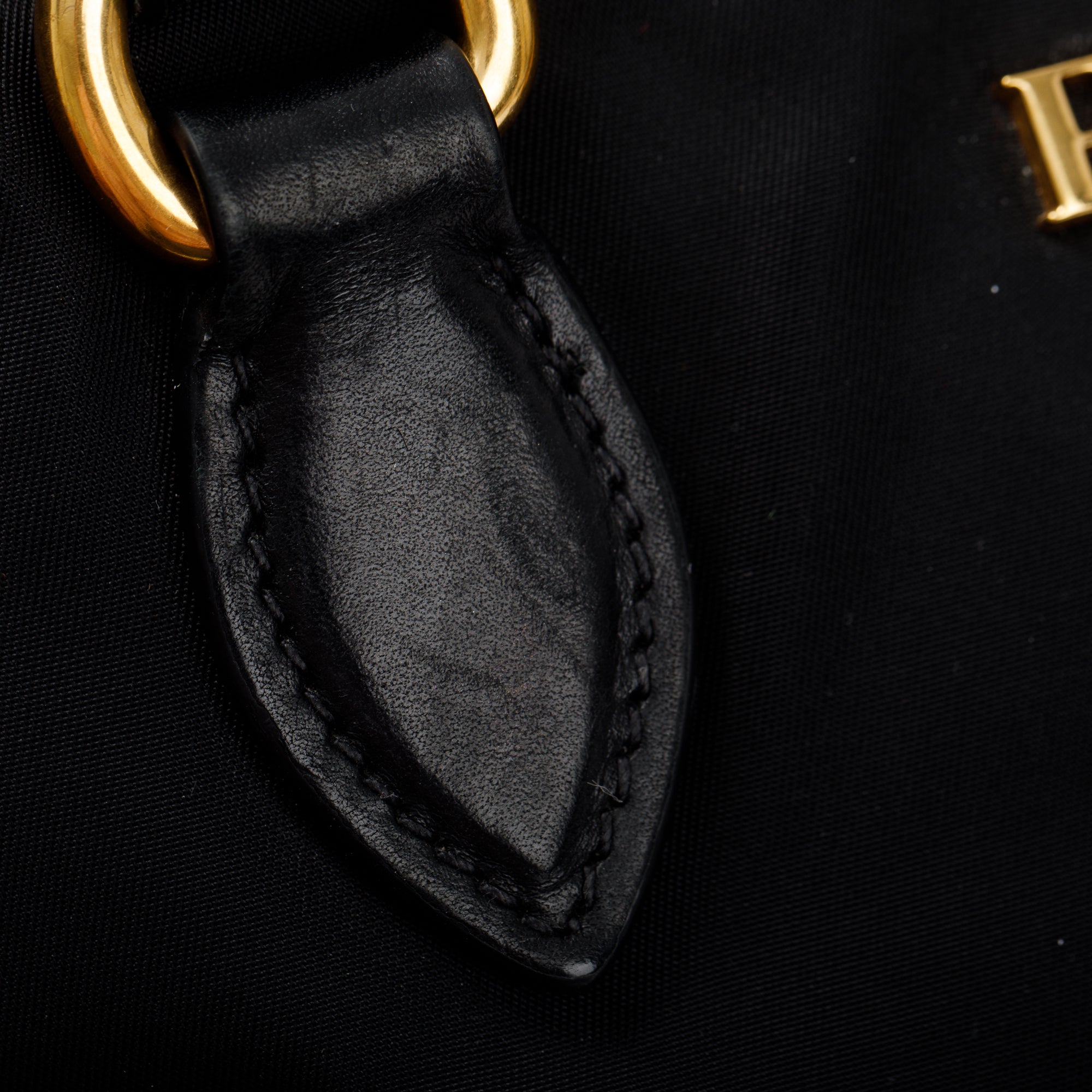 Prada Black Leather Trimmed Tessuto Nylon Tote w/ Strap