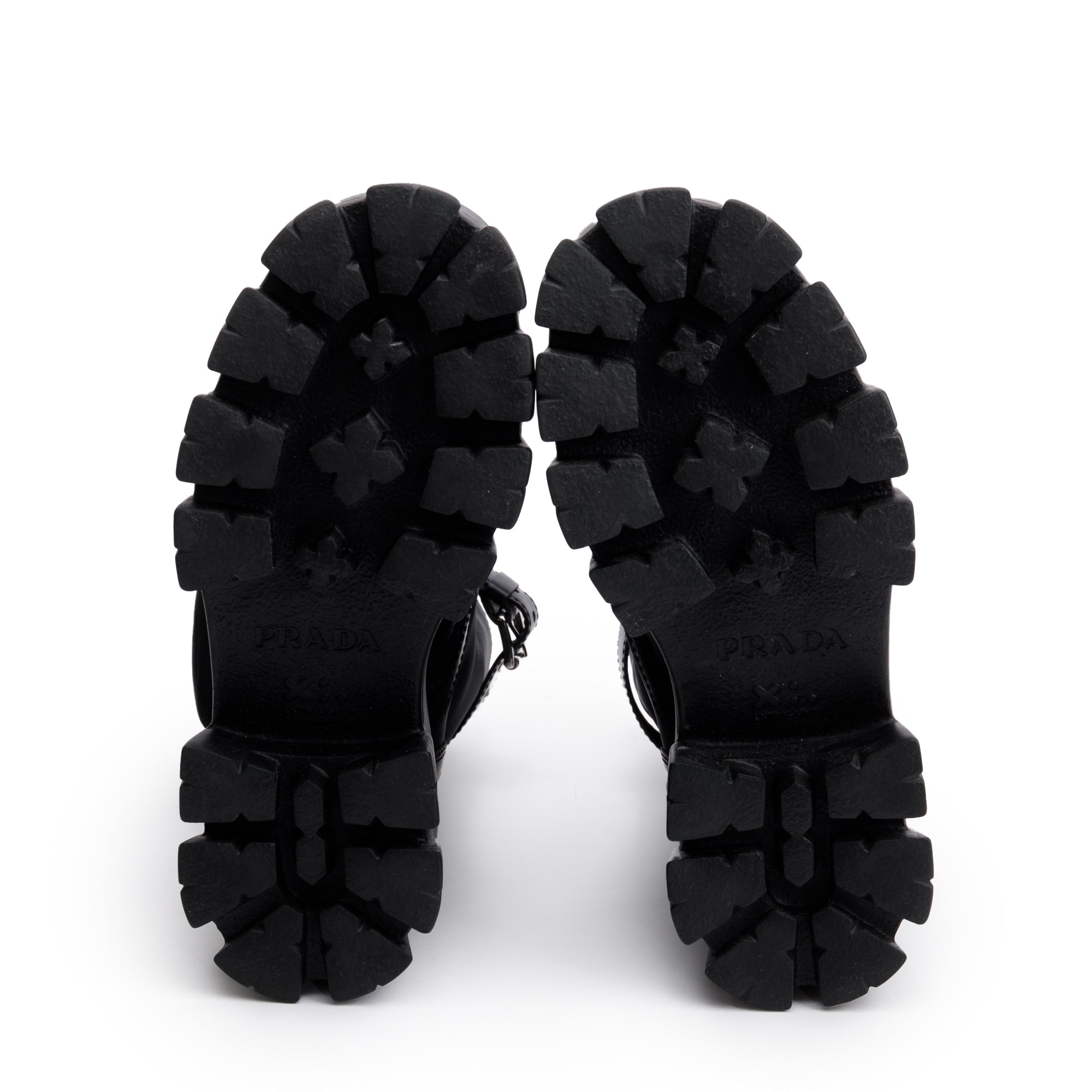 Prada Black Monolith Leather and Re-Nylon Boots with Pouch, Size 36