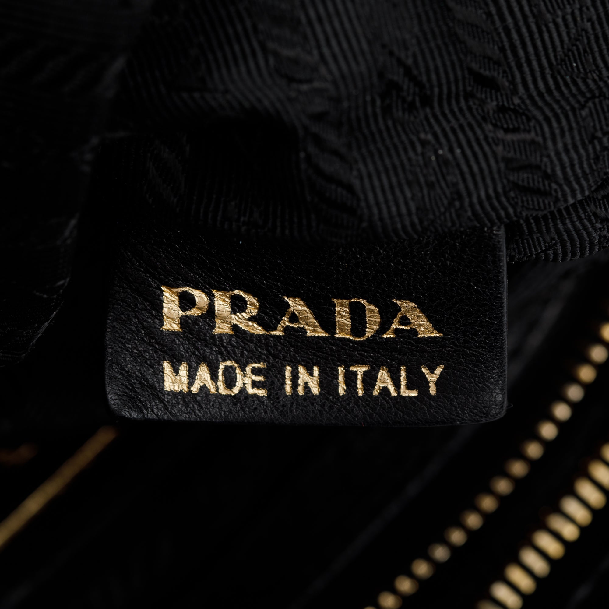 Prada Black Nappa Gaufre Leather Zip Clutch