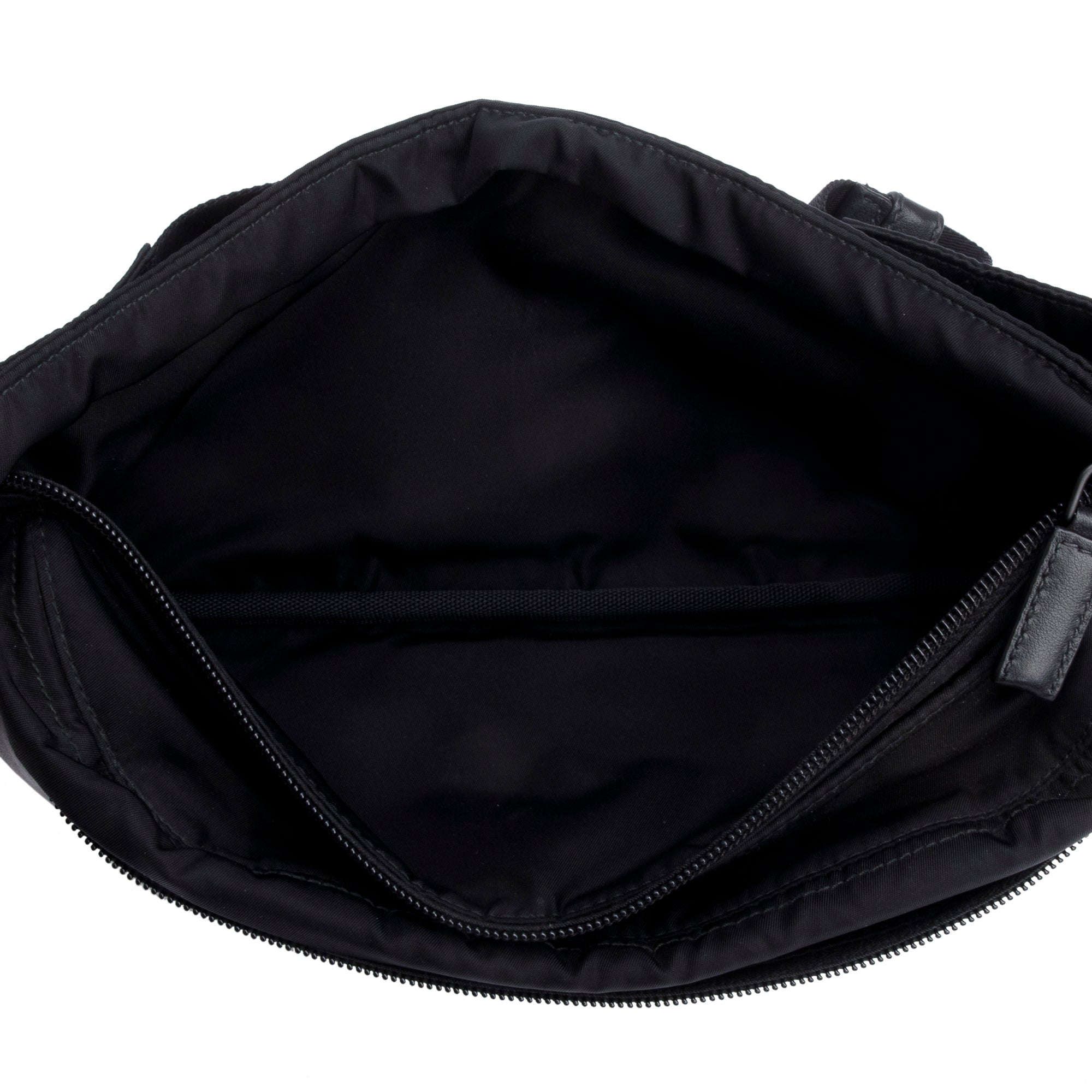 Prada Black Nappa Tessuto Nylon Stripe Montagne Belt Bag