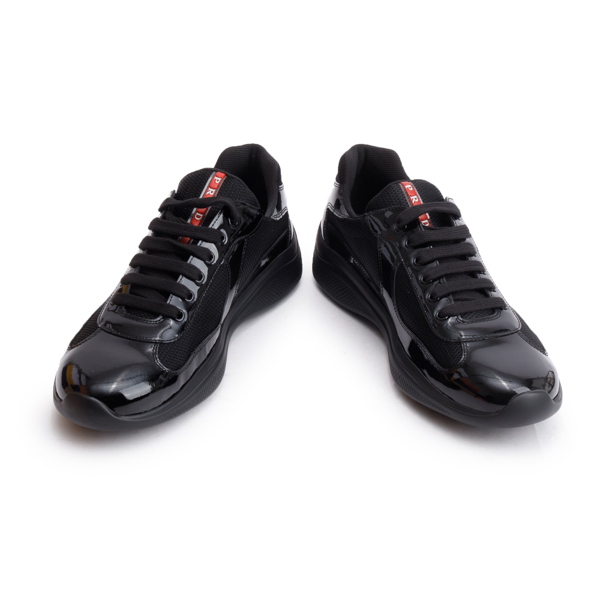 Prada Black Nappa/Patent Leather America's Cup Men's Sneakers, Size 9.5 w/ Box