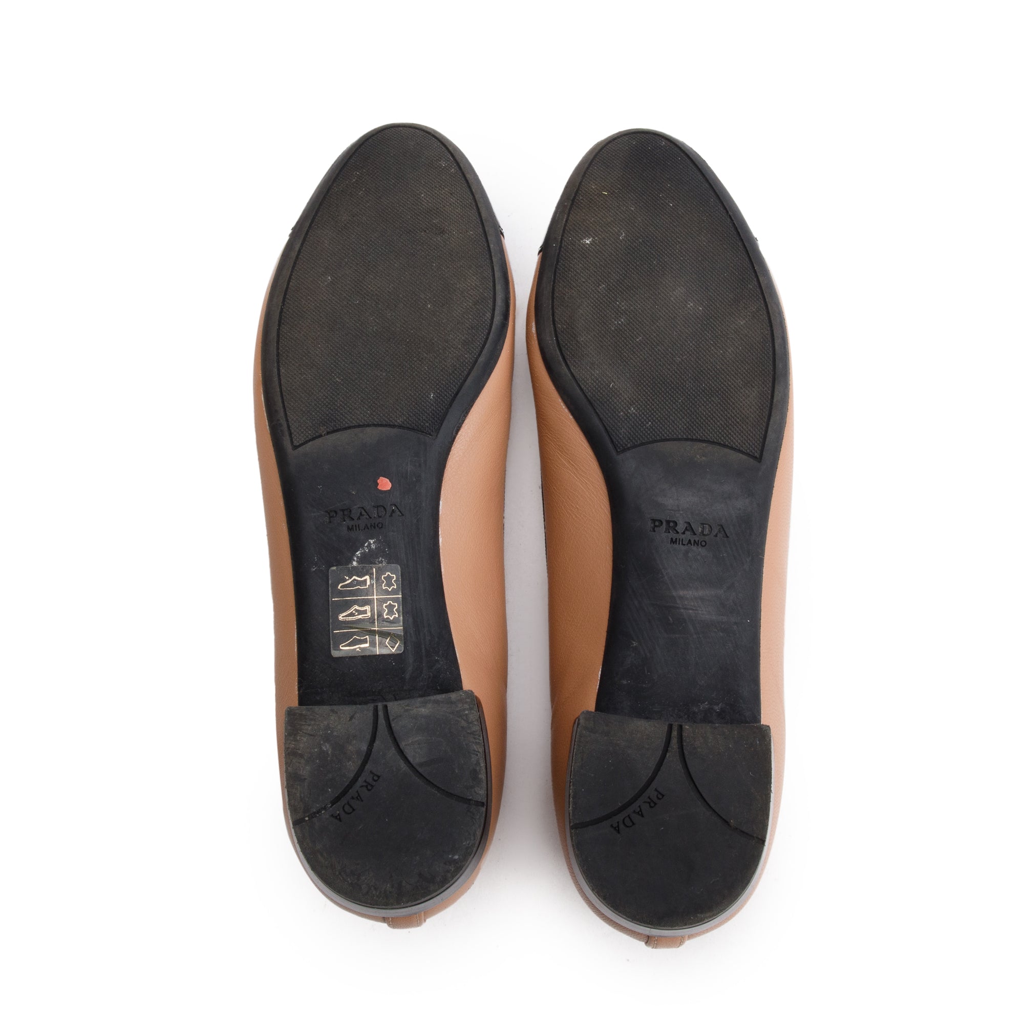 Prada Black Nude Nappa Leather Calzature Donna Ballet Flat Shoes, Size 36 w/ Box