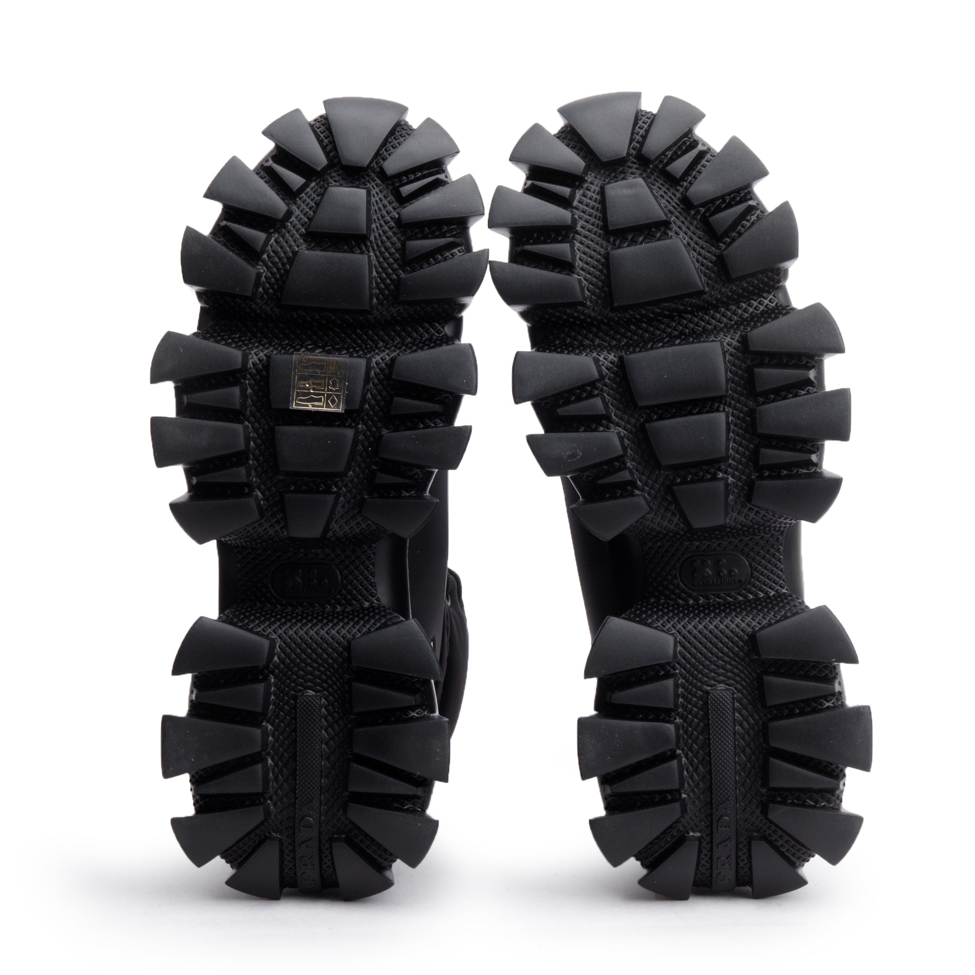 Prada Black Nylon/ Rubber Cloudbust Thunder Lug-Sole Combat Boots, Size 6.5 w/ Box