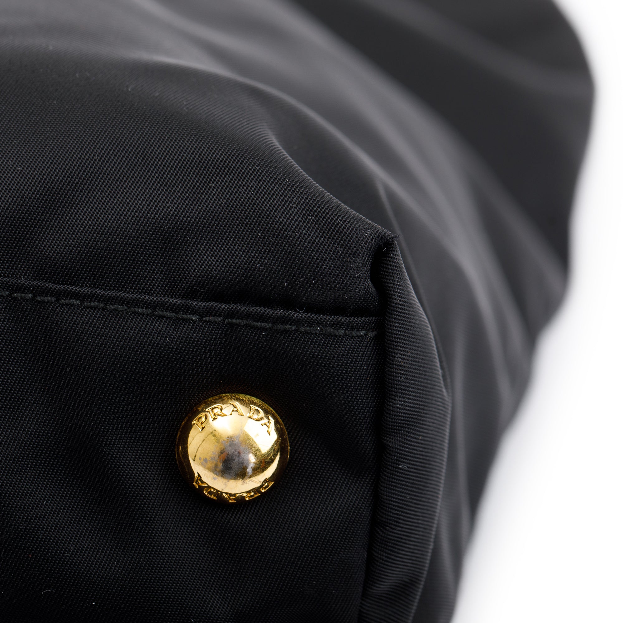 Prada Black Patent Leather Trimmed Tessuto Nylon Tote