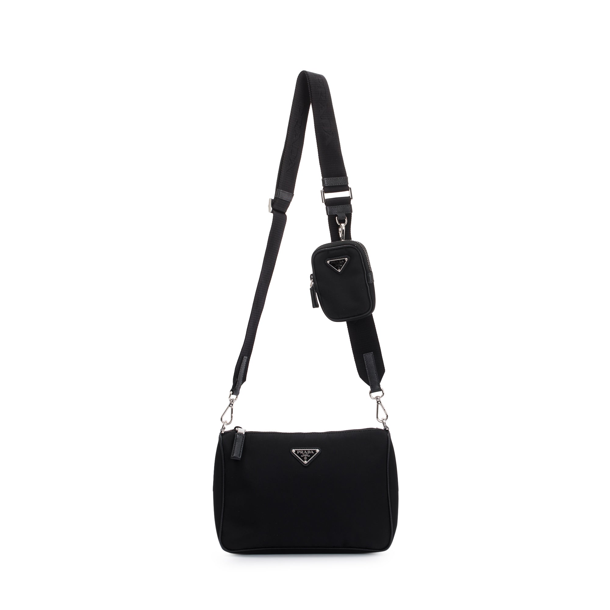 Prada Black Re-Edition 2000 Nylon Messenger Bag