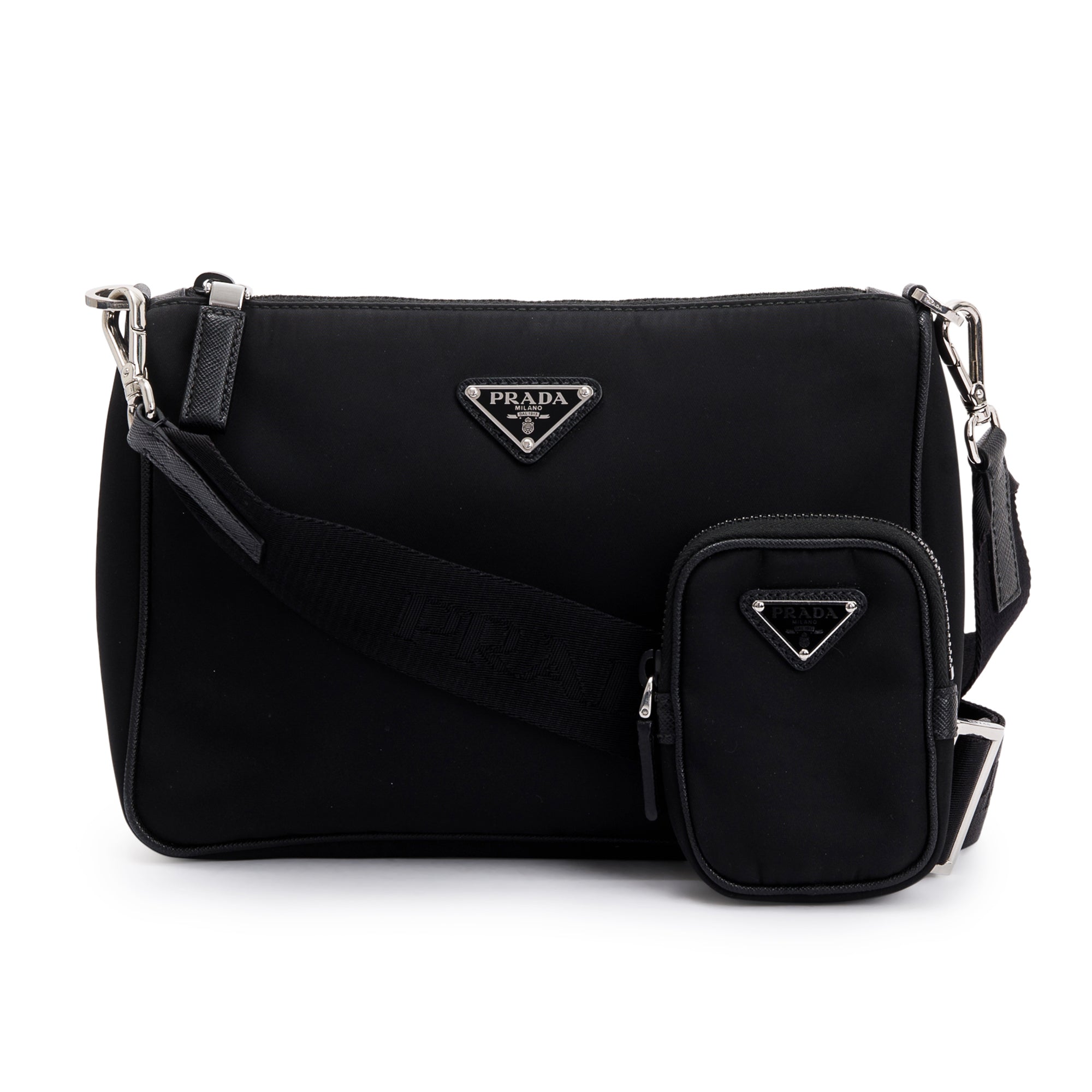 Prada Black Re-Edition 2000 Nylon Messenger Bag