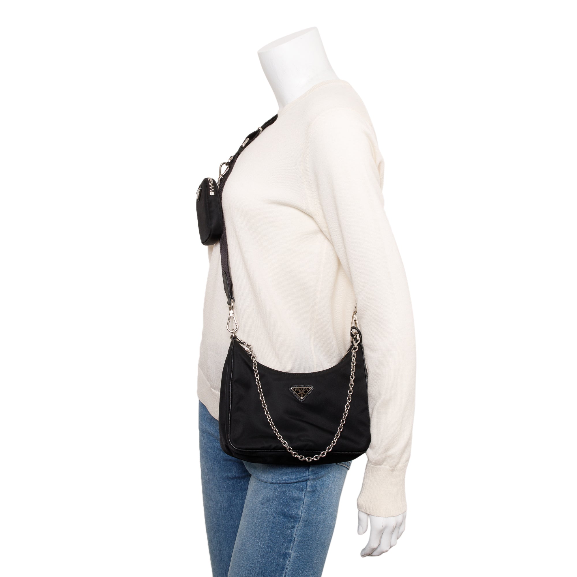 Prada Black Re-Edition 2005 Re-Nylon Shoulder Bag w/ Authenticity Card