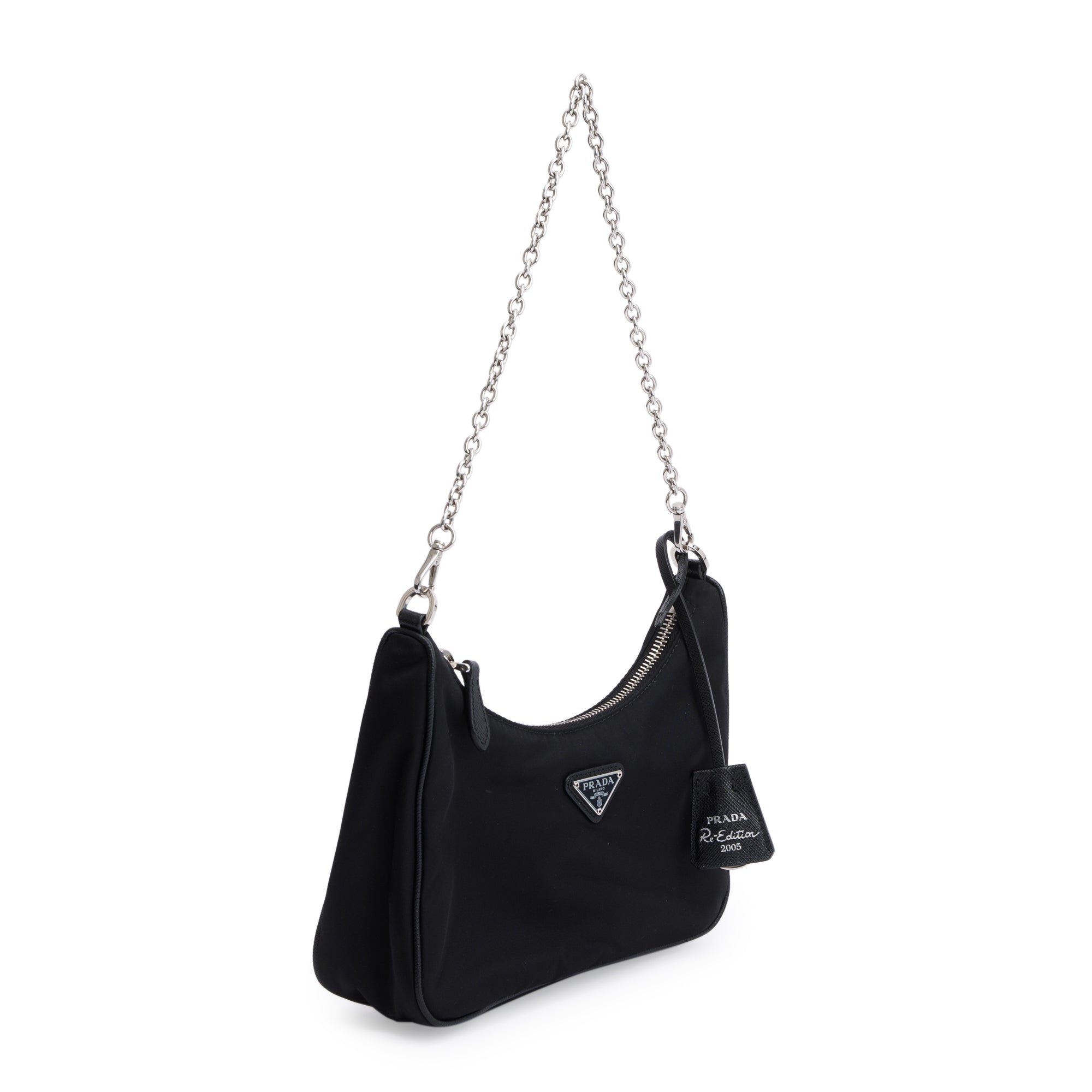 Prada Black Re-Edition 2005 Re-Nylon Shoulder Bag w/ Authenticity Card