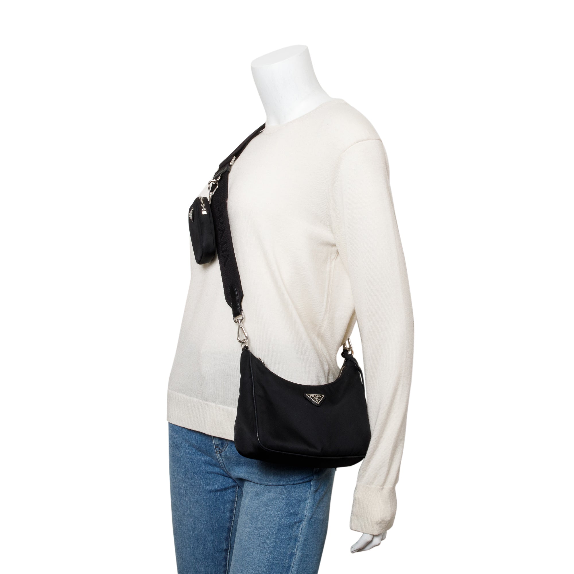 Prada Black Re-Edition 2005 Re-Nylon Shoulder Bag w/ Box