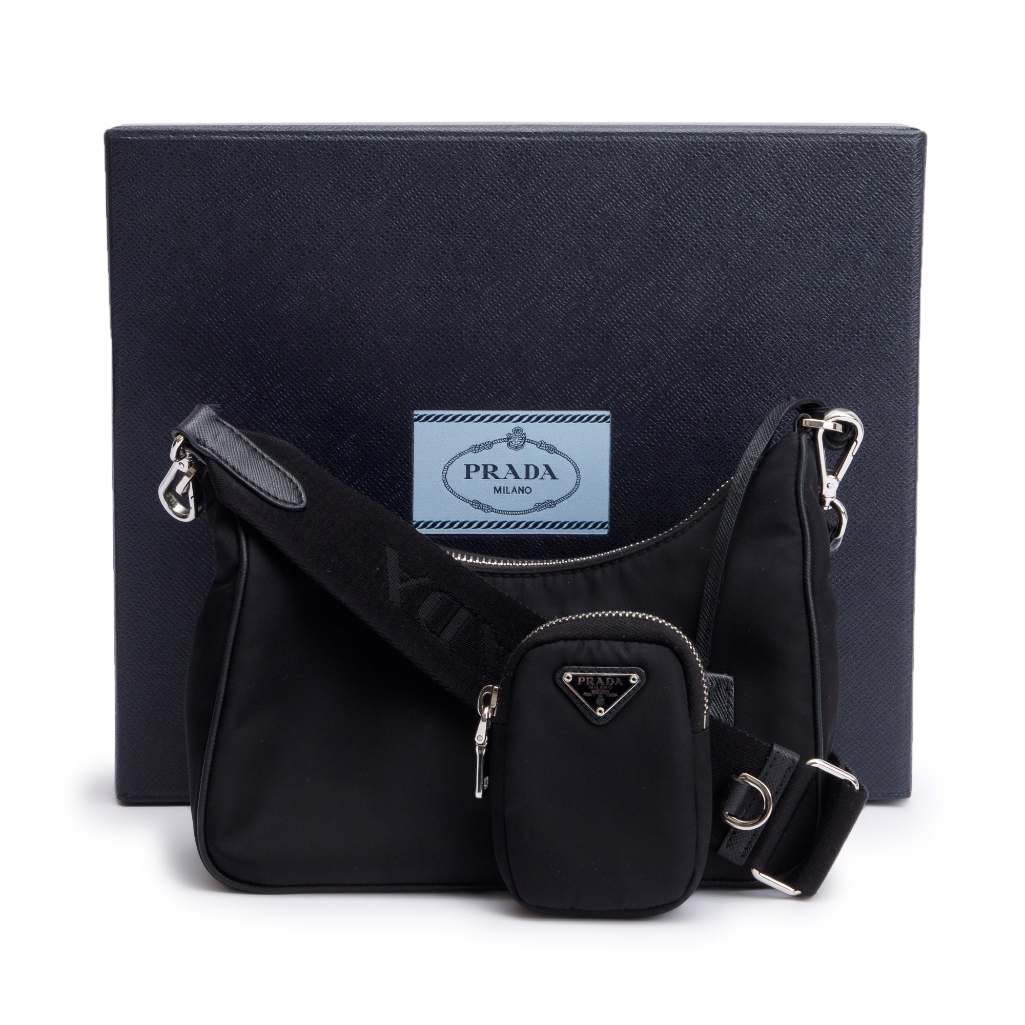 Prada Black Re-Edition 2005 Re-Nylon Shoulder Bag w/ Box