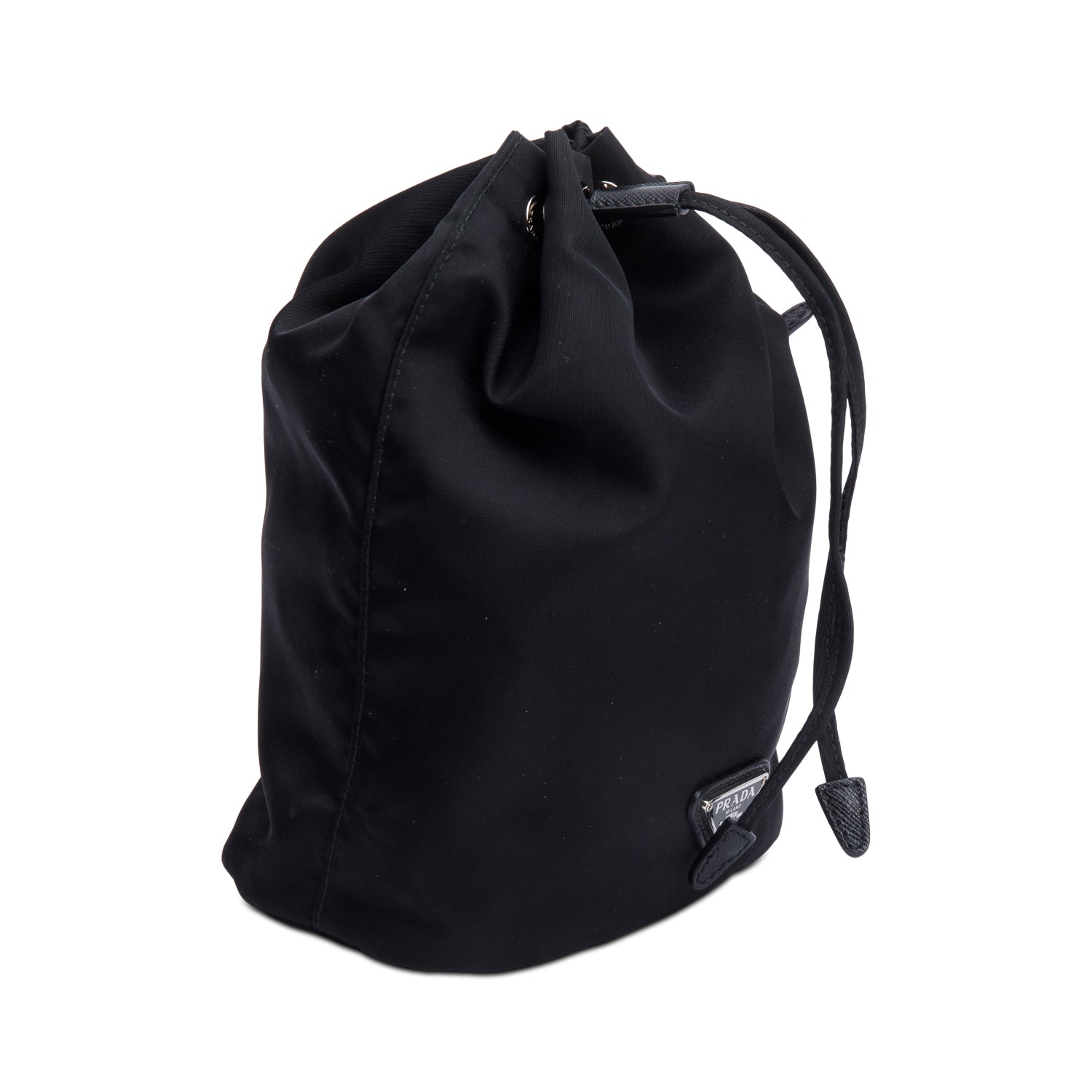 Prada Black Re-Nylon Bucket Pouch Wristlet w/ Strap