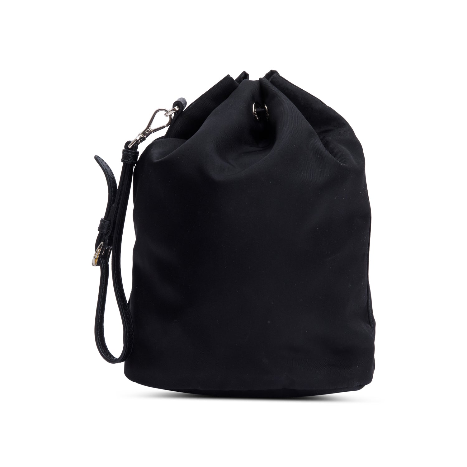 Prada Black Re-Nylon Bucket Pouch Wristlet w/ Strap