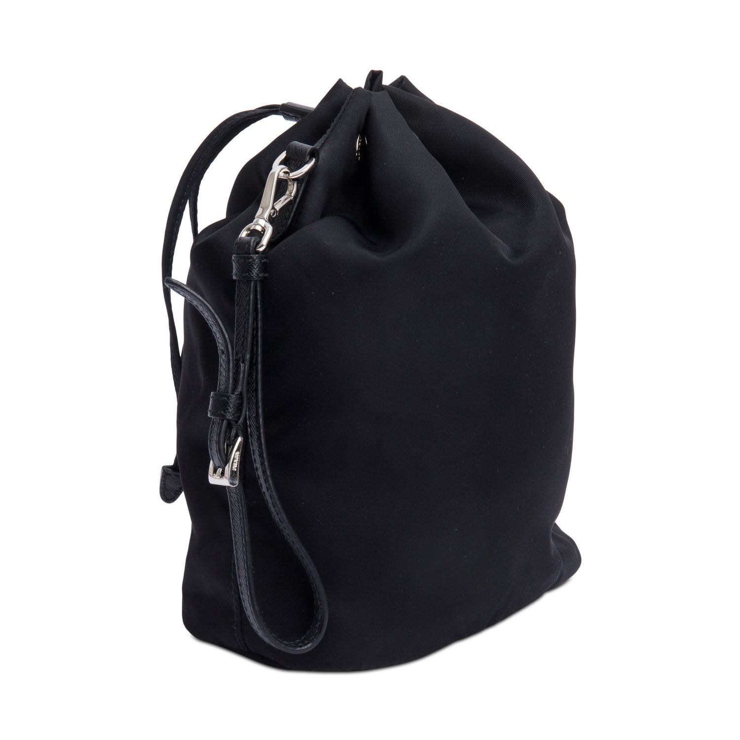 Prada Black Re-Nylon Bucket Pouch Wristlet w/ Strap