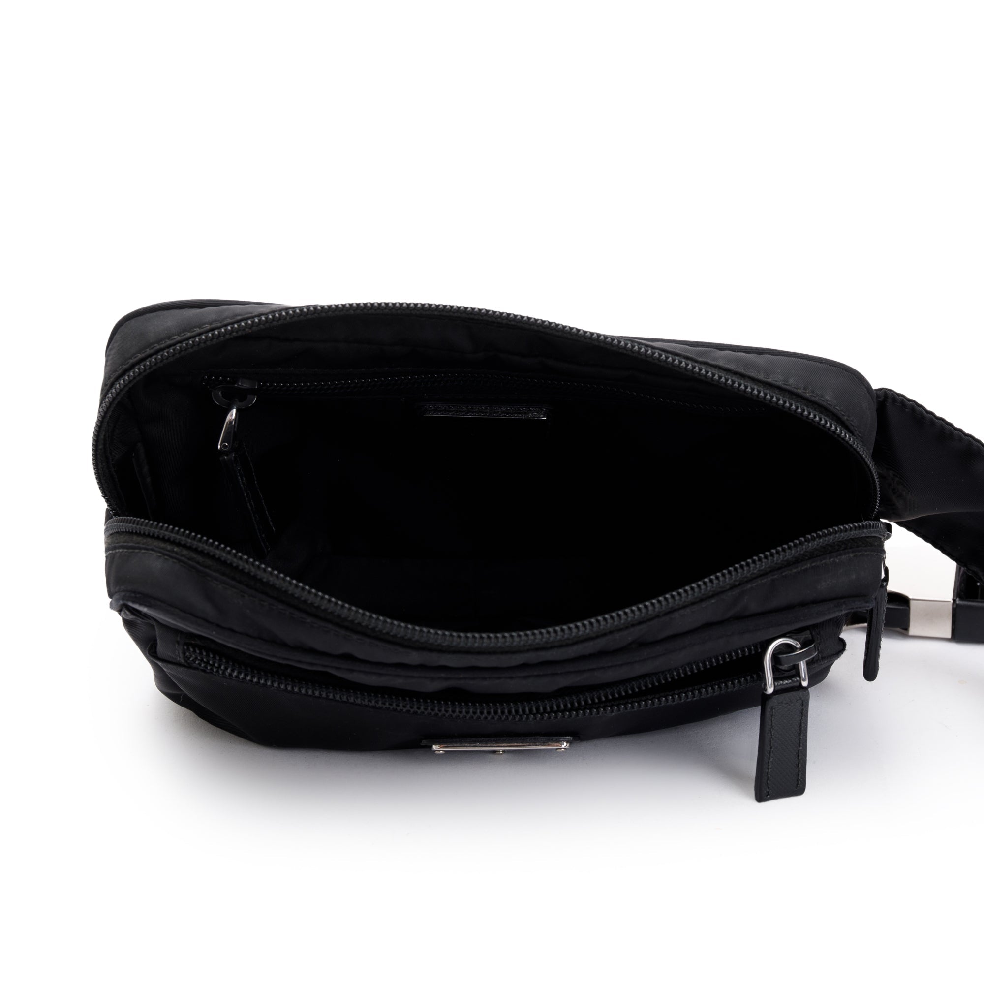 Prada Black Re-Nylon & Saffiano Leather Belt Bag