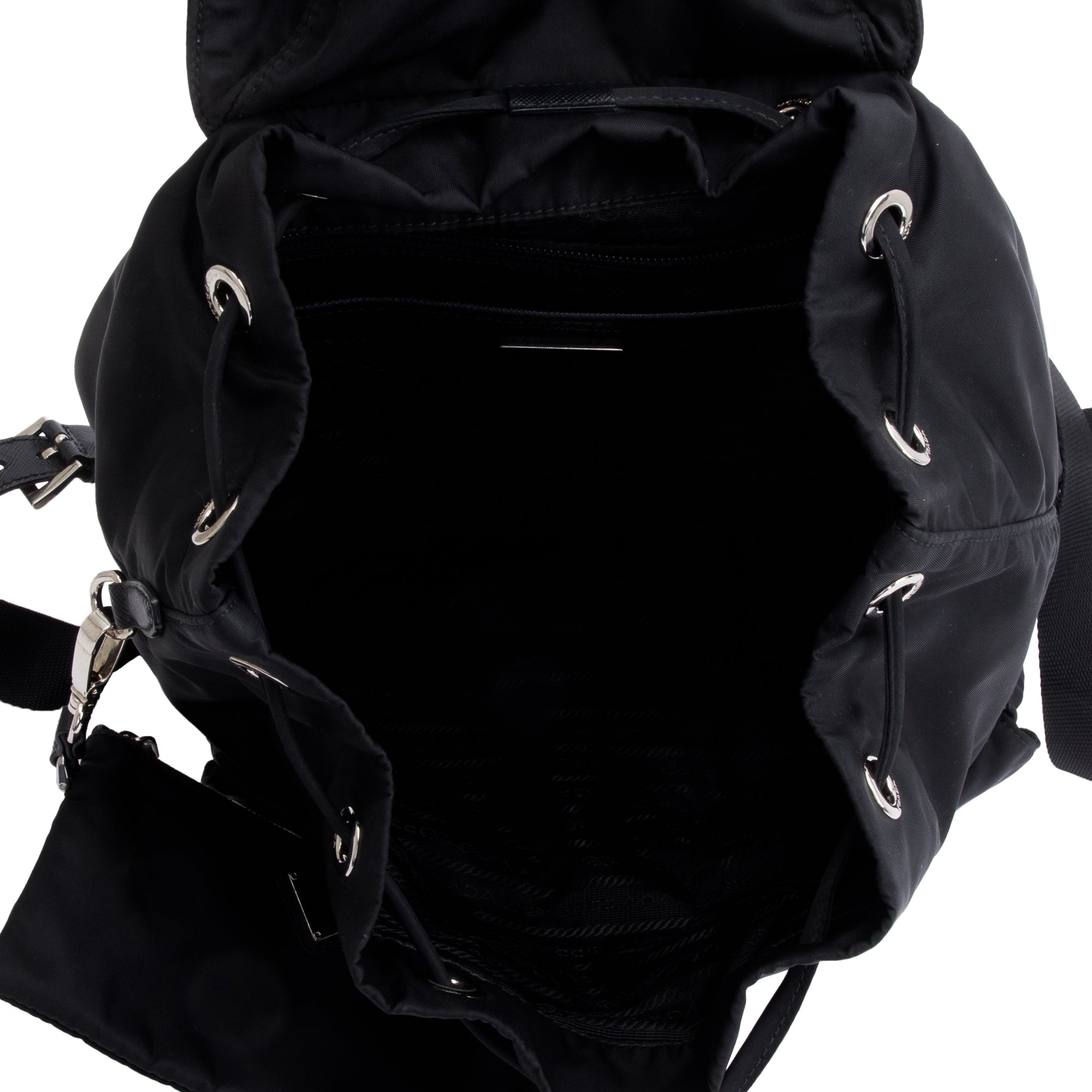 Prada Black Re-Nylon Saffiano Medium Backpack w/ Pouch