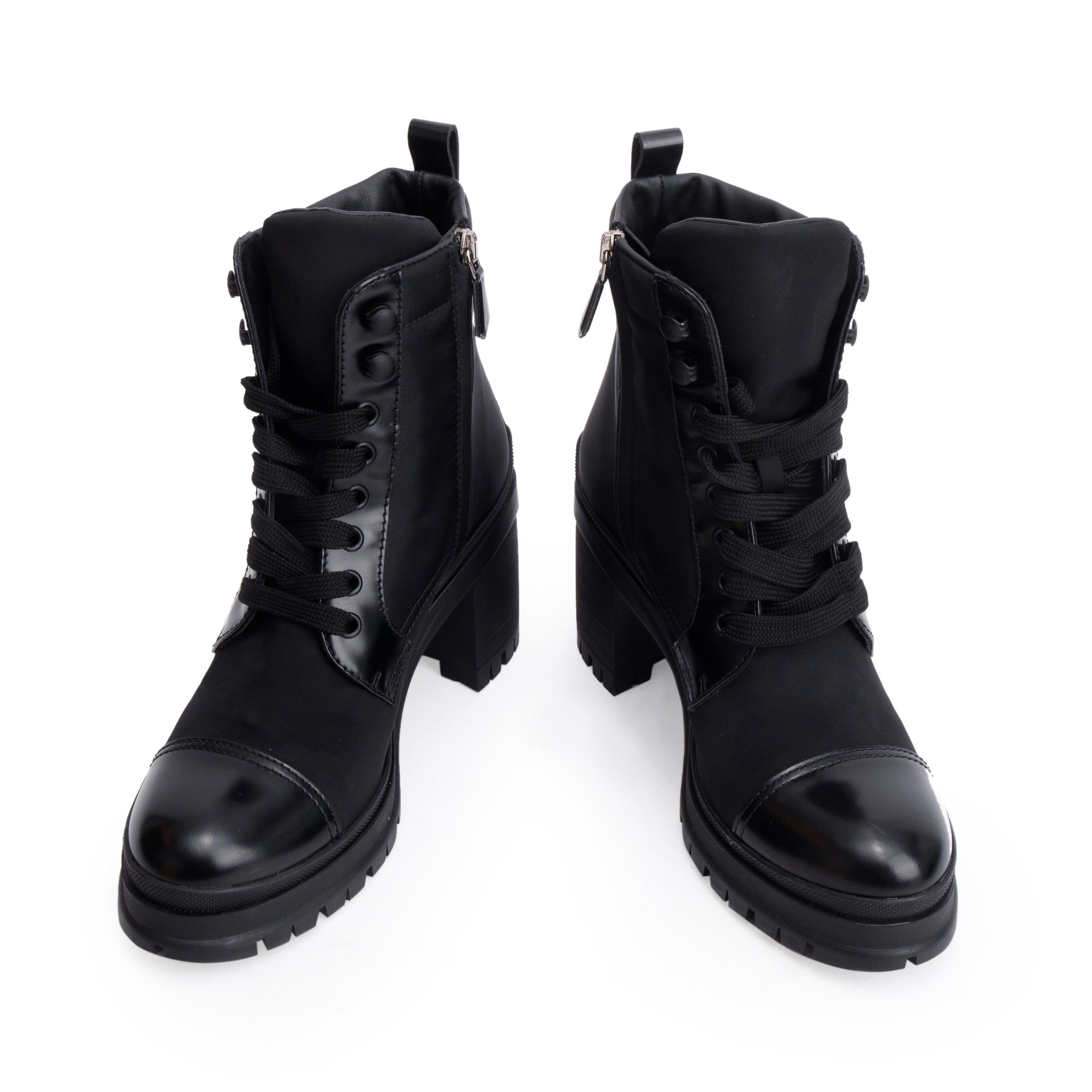 Prada Black Re-Nylon and Leather Boots, Size 37.5 w/ Box