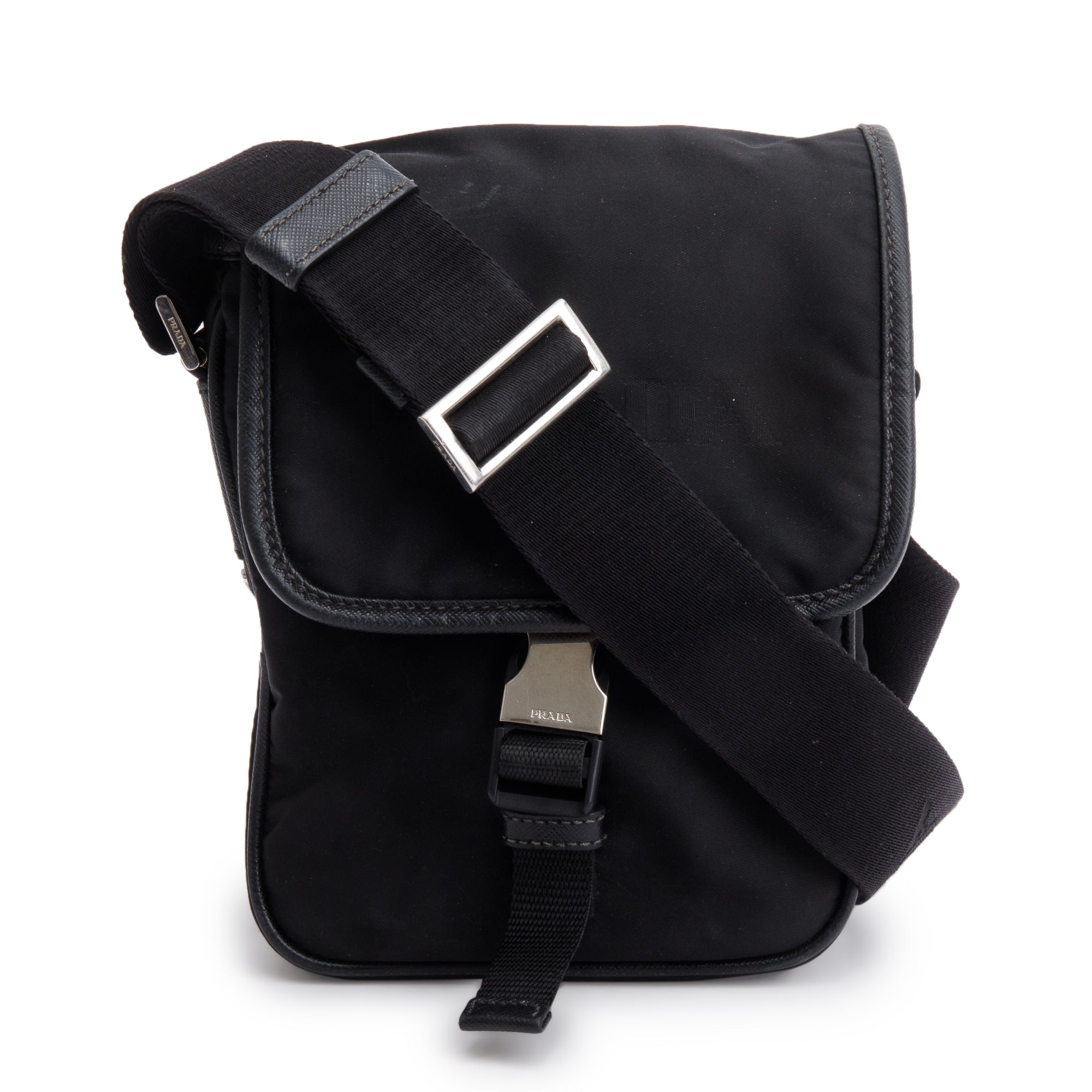 Prada Black Re-Nylon and Saffiano Leather Crossbody Bag