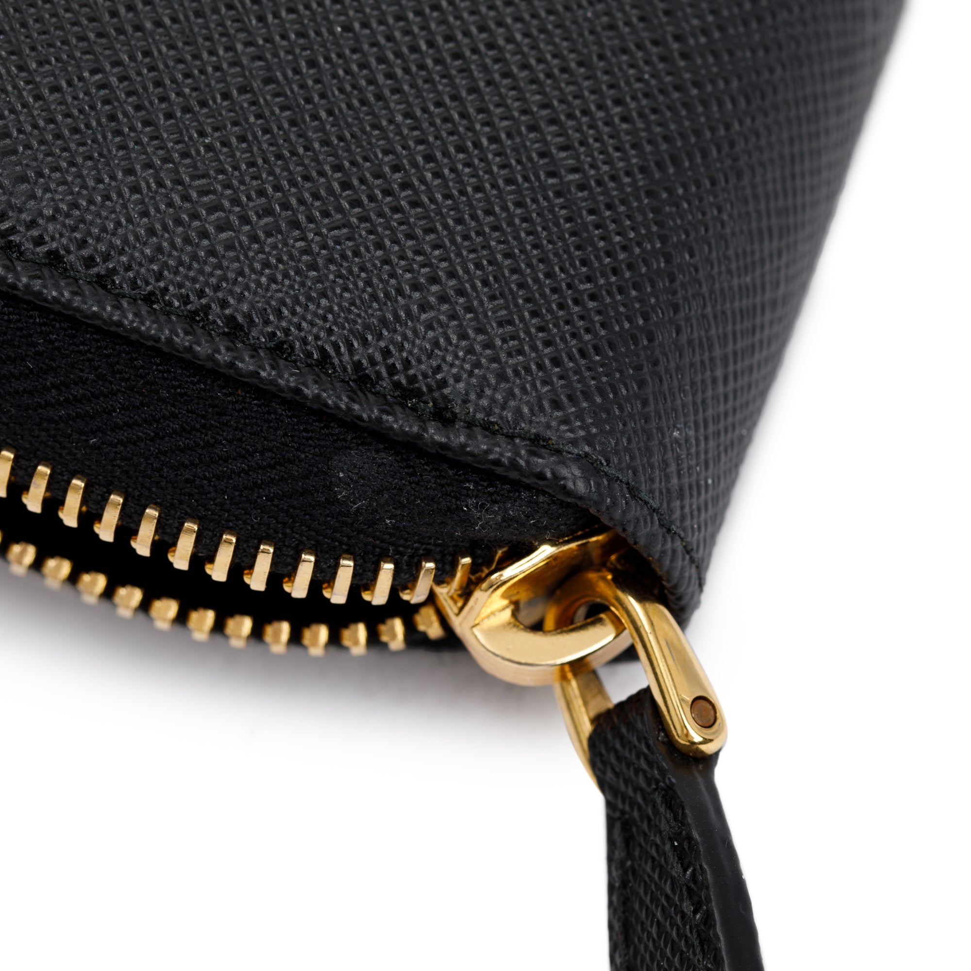 Prada Black Saffiano Leather Bow Zip Around Wallet w/ Box & Authenticity Card