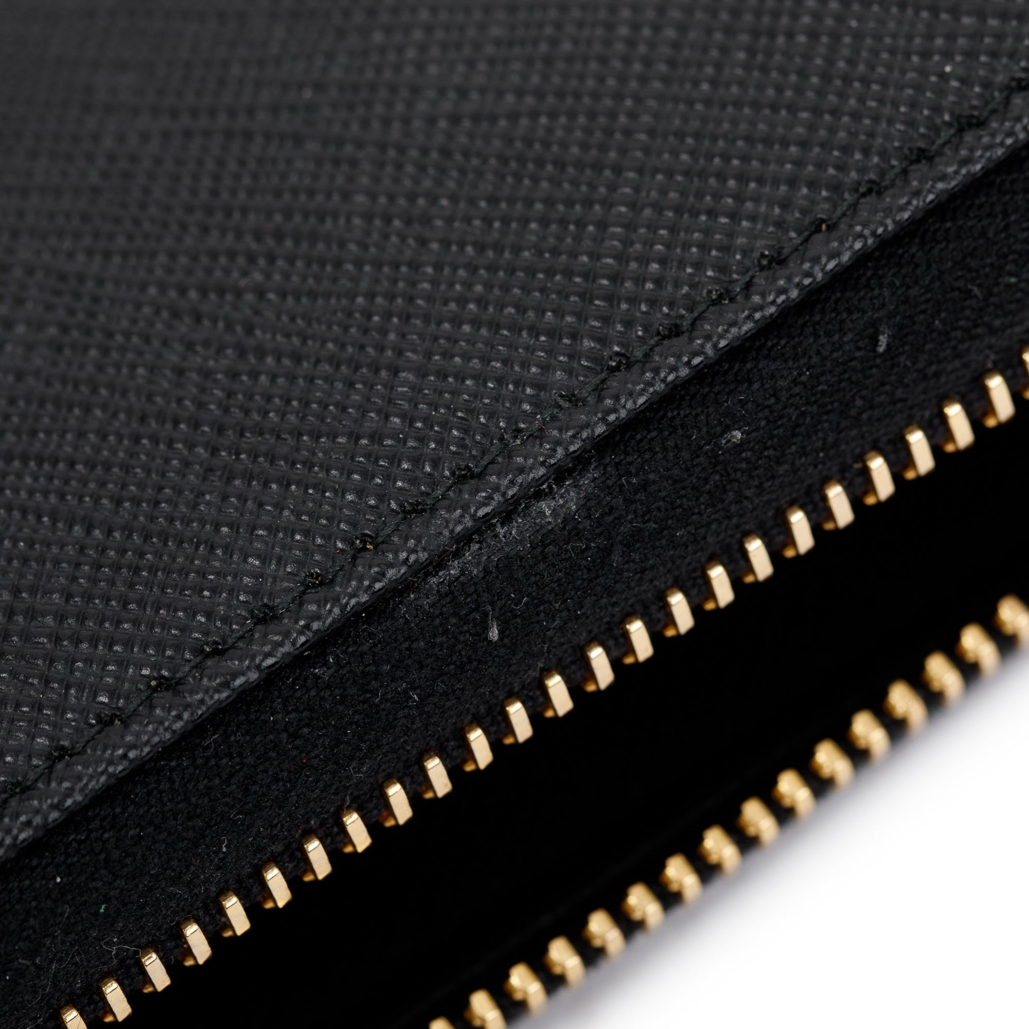 Prada Black Saffiano Leather Bow Zip Around Wallet w/ Box & Authenticity Card