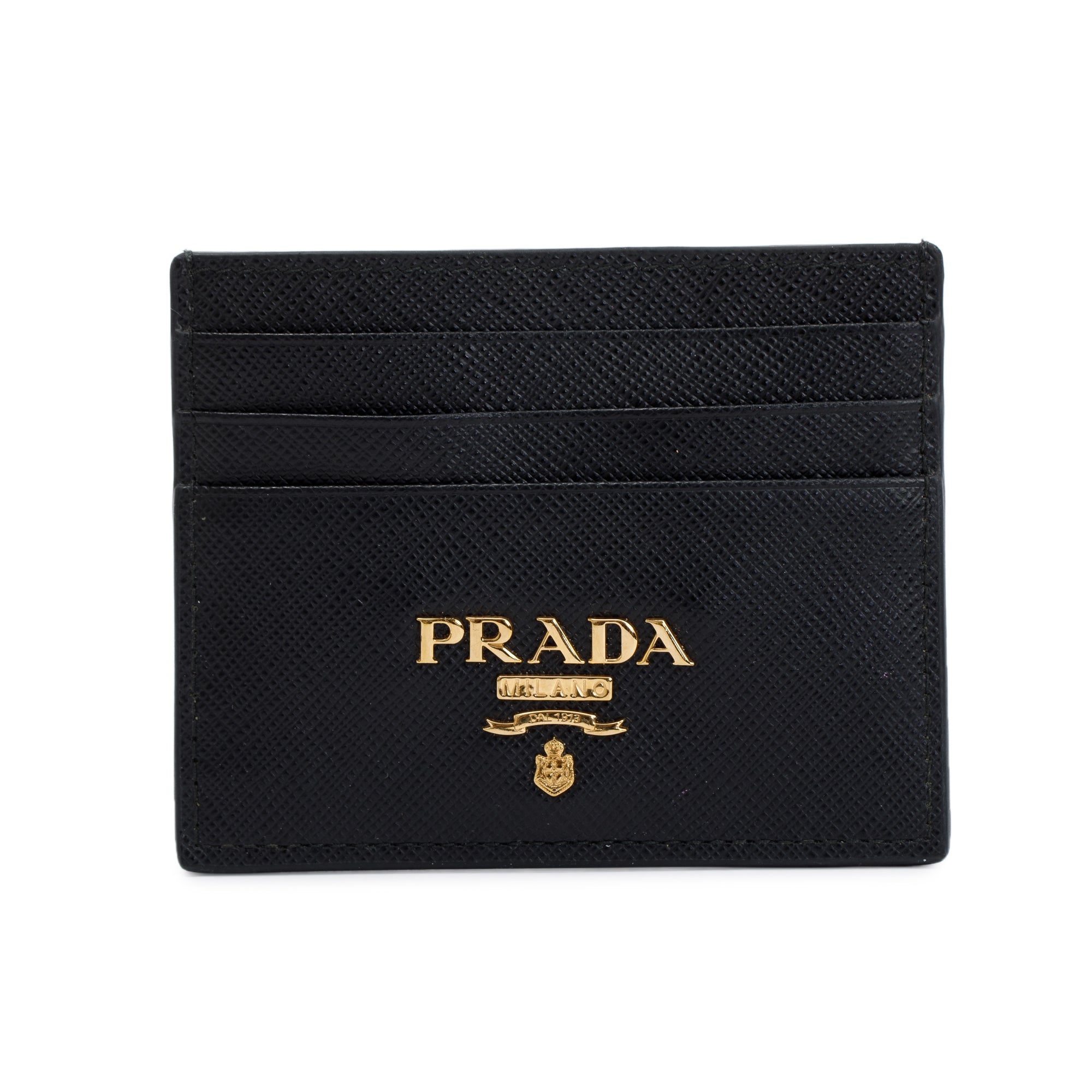 Prada Black Saffiano Leather Card Holder w/ Box