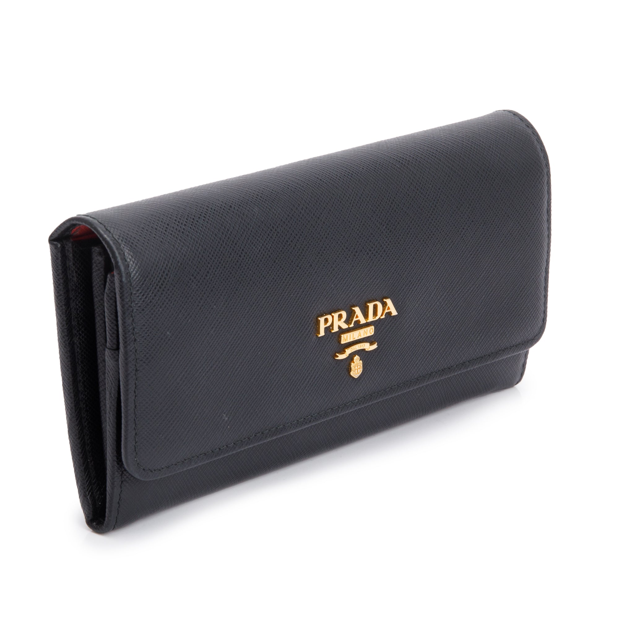 Prada Black Saffiano Leather Continental Wallet w/ Card Holder