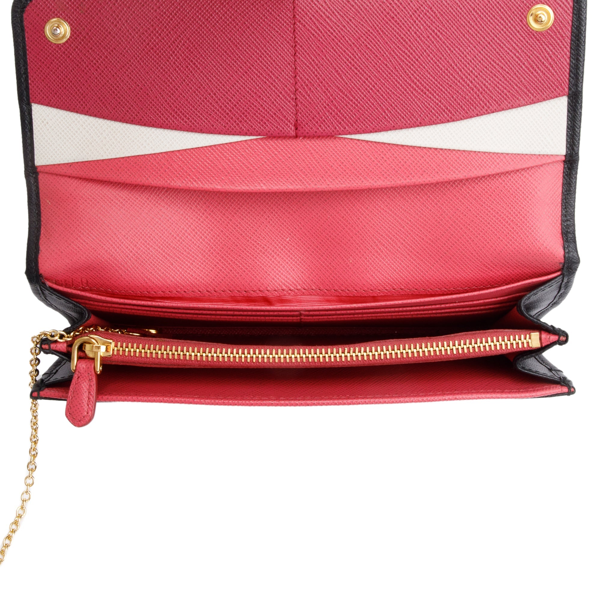 Prada Black Saffiano Leather Continental Wallet w/ Card Holder