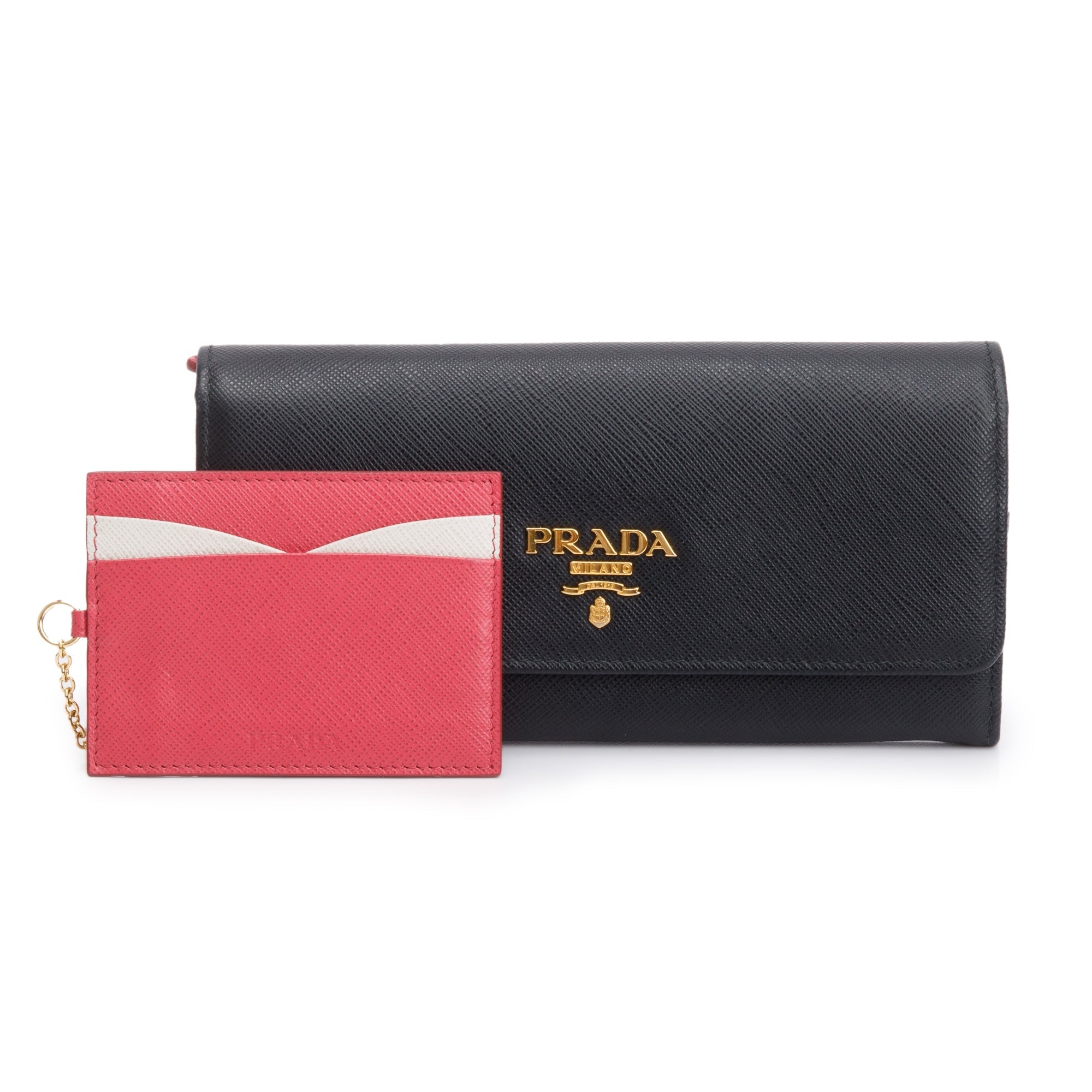 Prada Black Saffiano Leather Continental Wallet w/ Card Holder