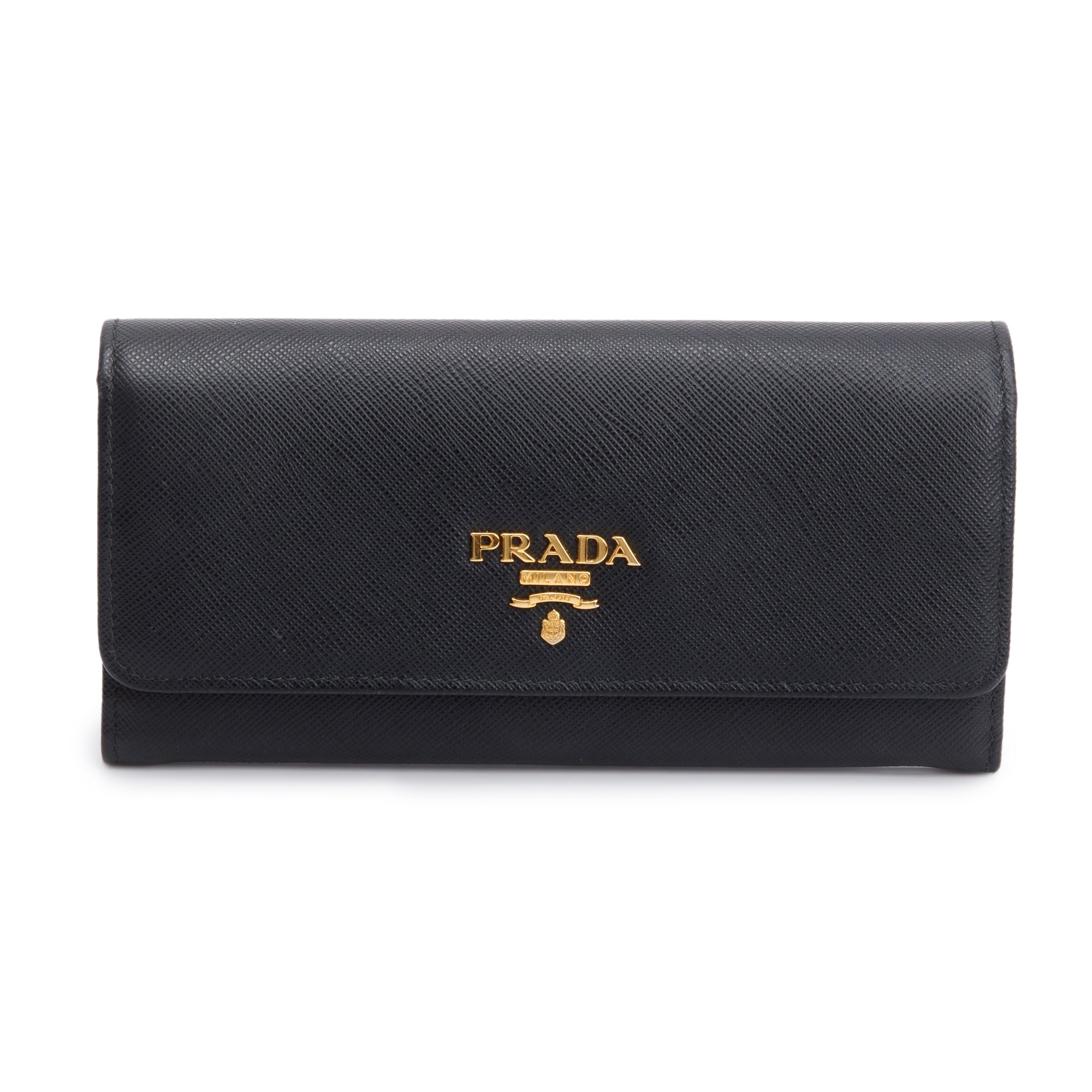 Prada Black Saffiano Leather Continental Wallet w/ Card Holder