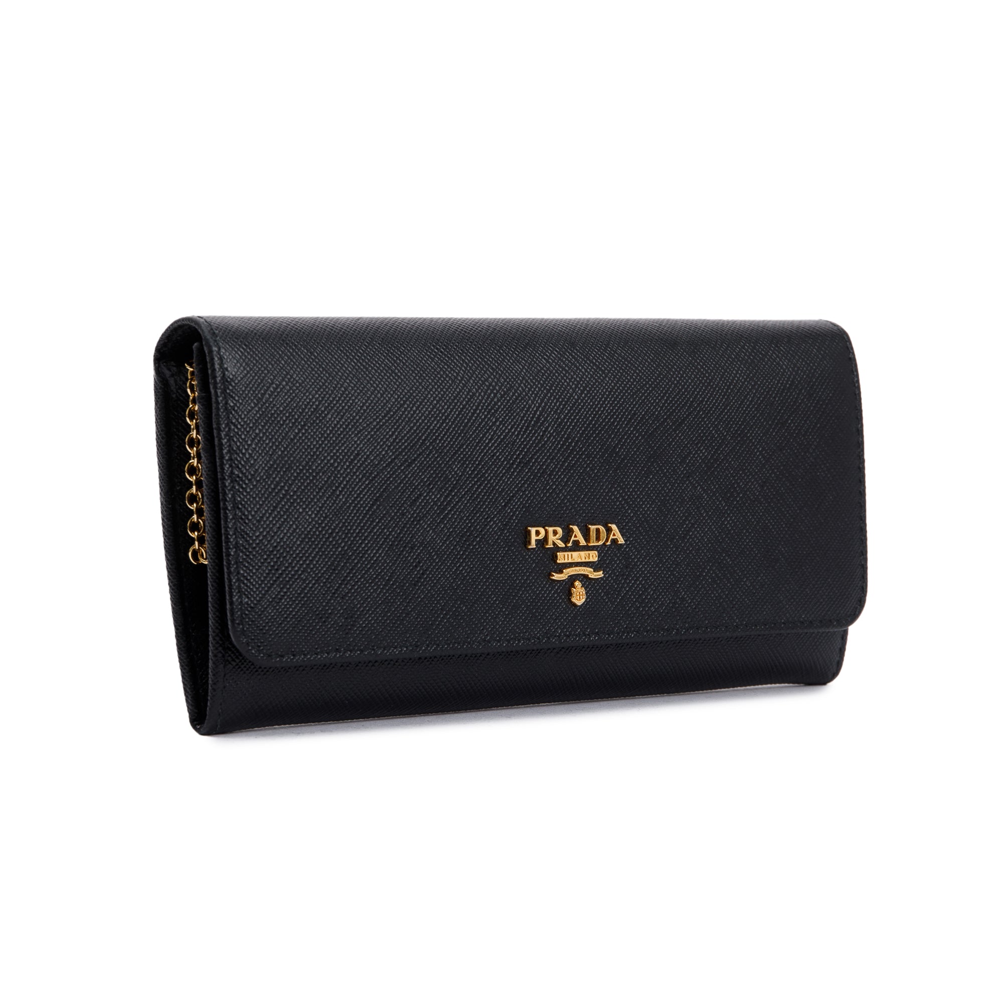 Prada Black Saffiano Leather Continental Wallet w/ Insert & Box