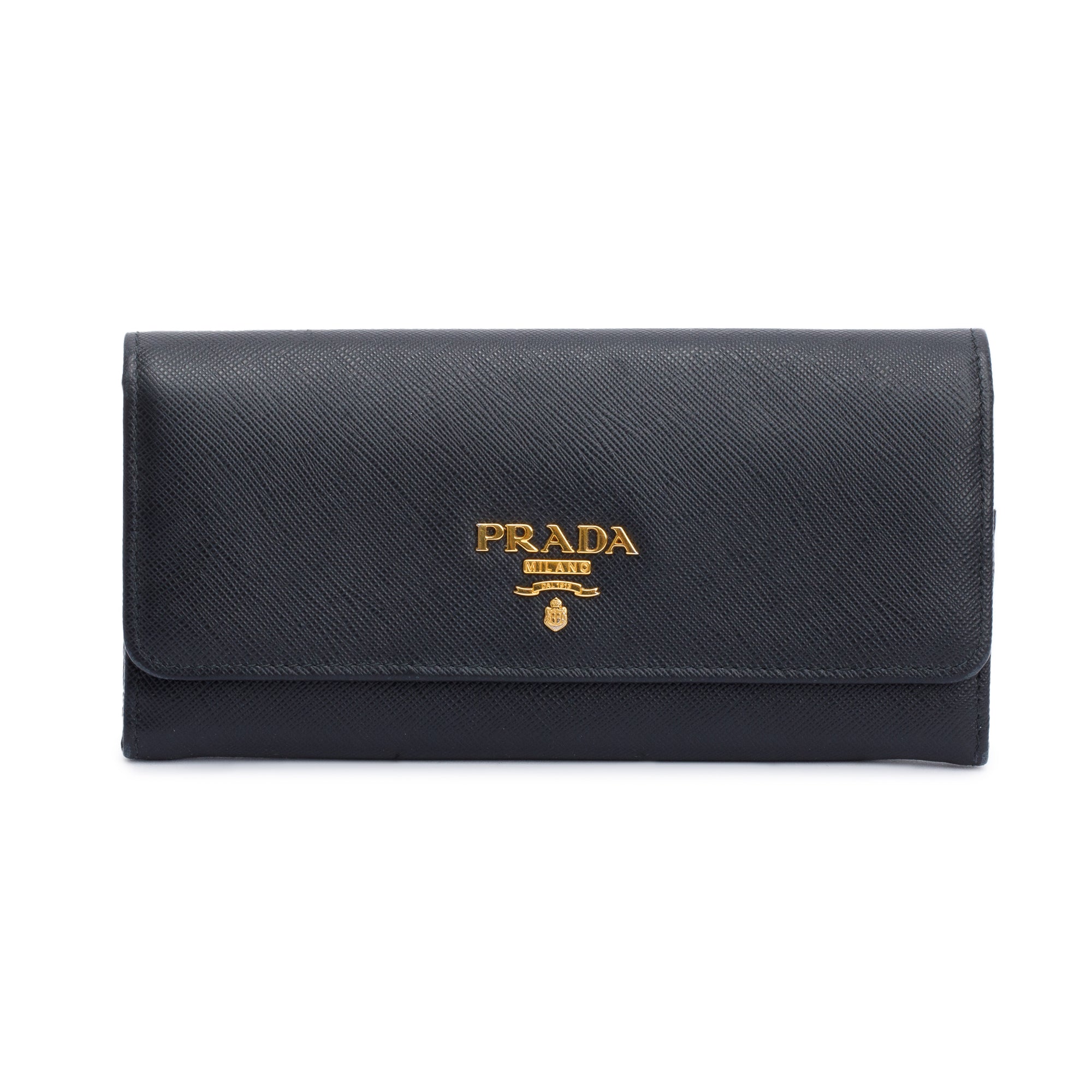 Prada Black Saffiano Leather Continental Wallet