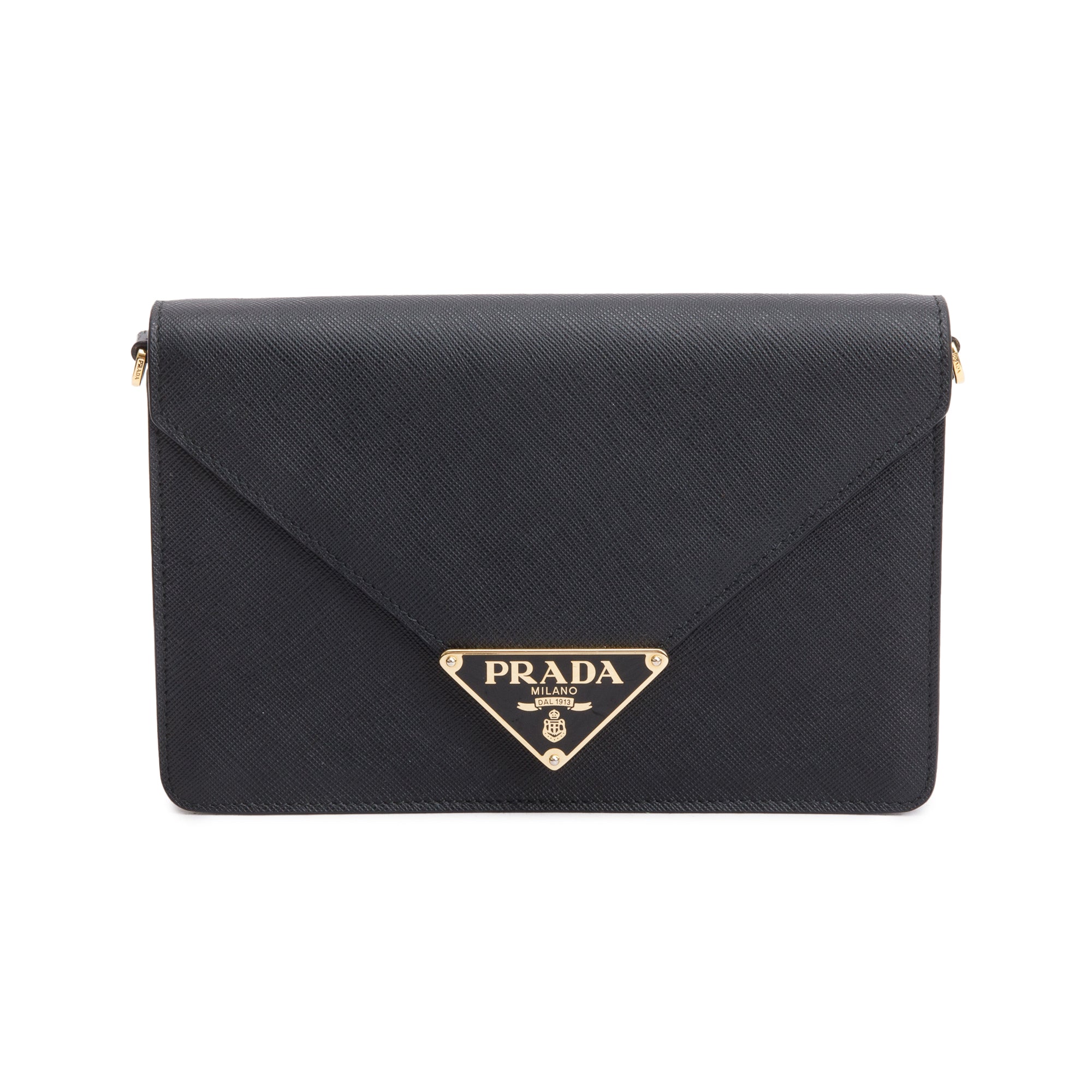 Prada Black Saffiano Leather Envelope Crossbody Bag