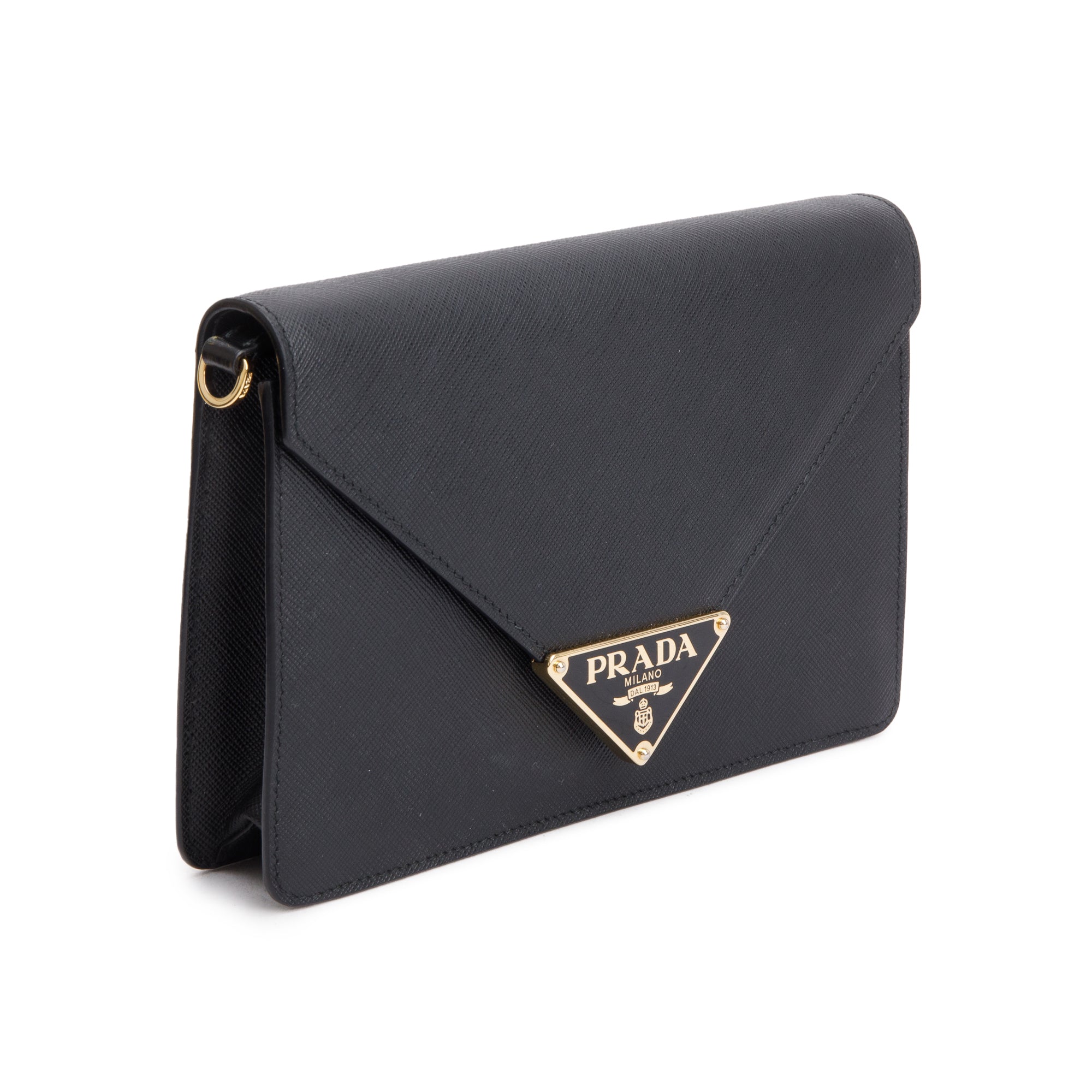 Prada Black Saffiano Leather Envelope Crossbody Bag