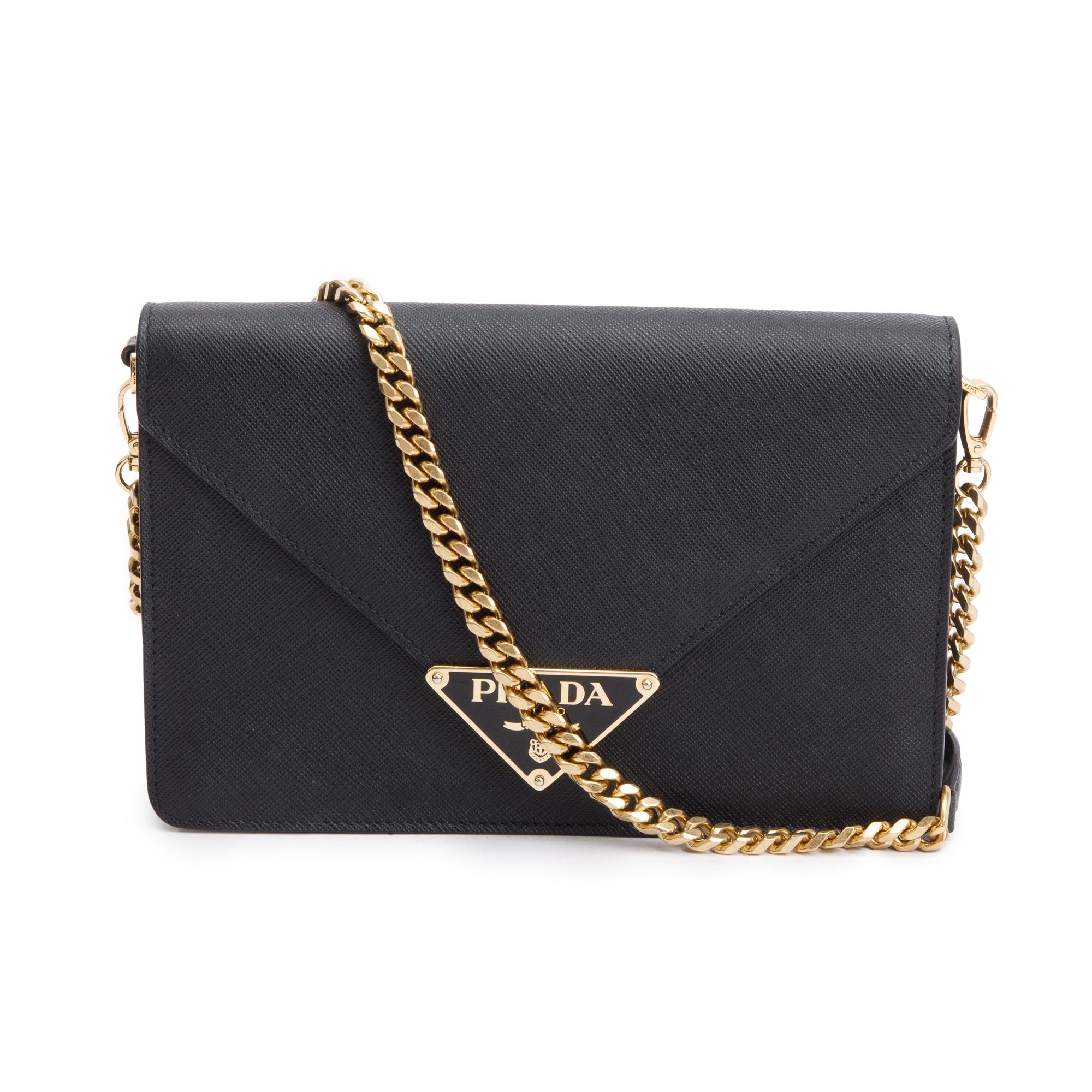Prada Black Saffiano Leather Envelope Crossbody Bag