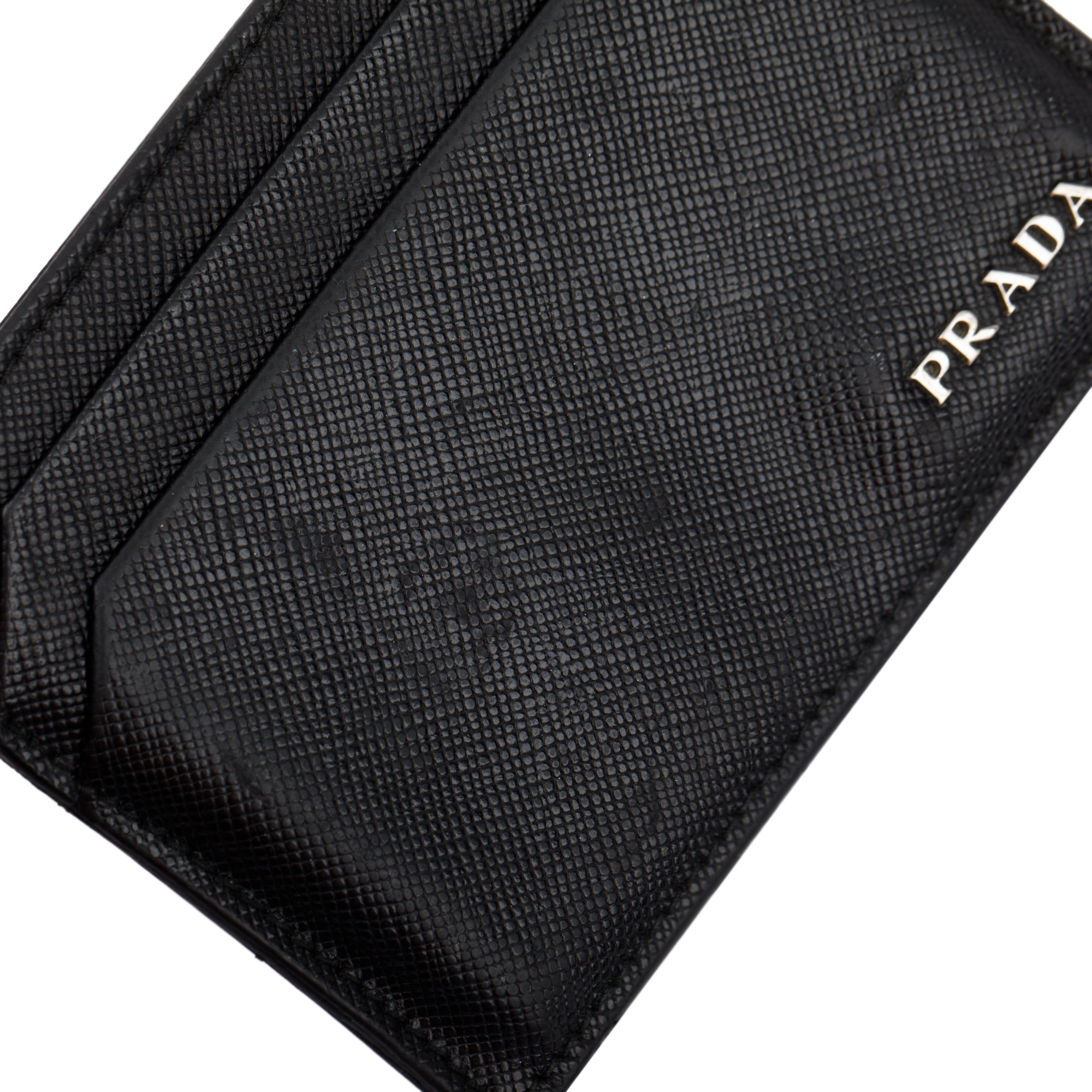 Prada Black Saffiano Leather Logo Card Holder