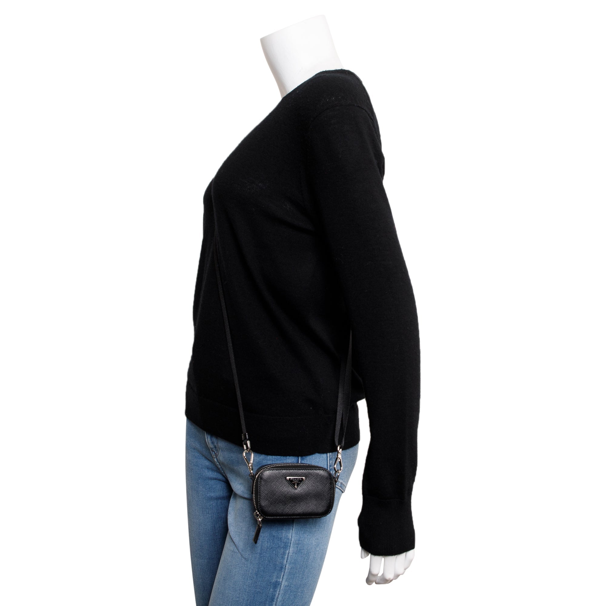 Prada Black Saffiano Leather Mini Pouch