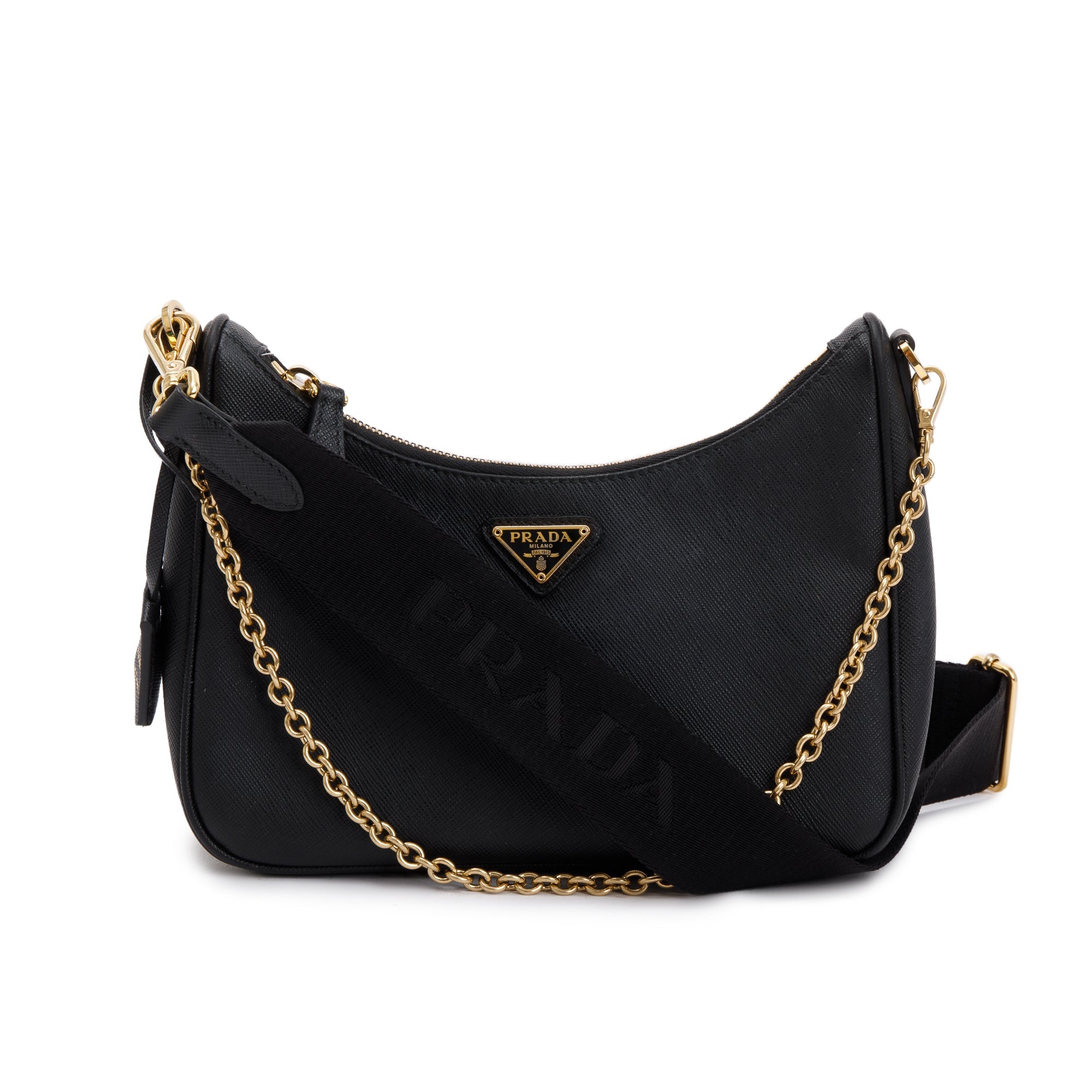 Prada Black Saffiano Leather Re-Edition 2005 Shoulder Bag w/ Box