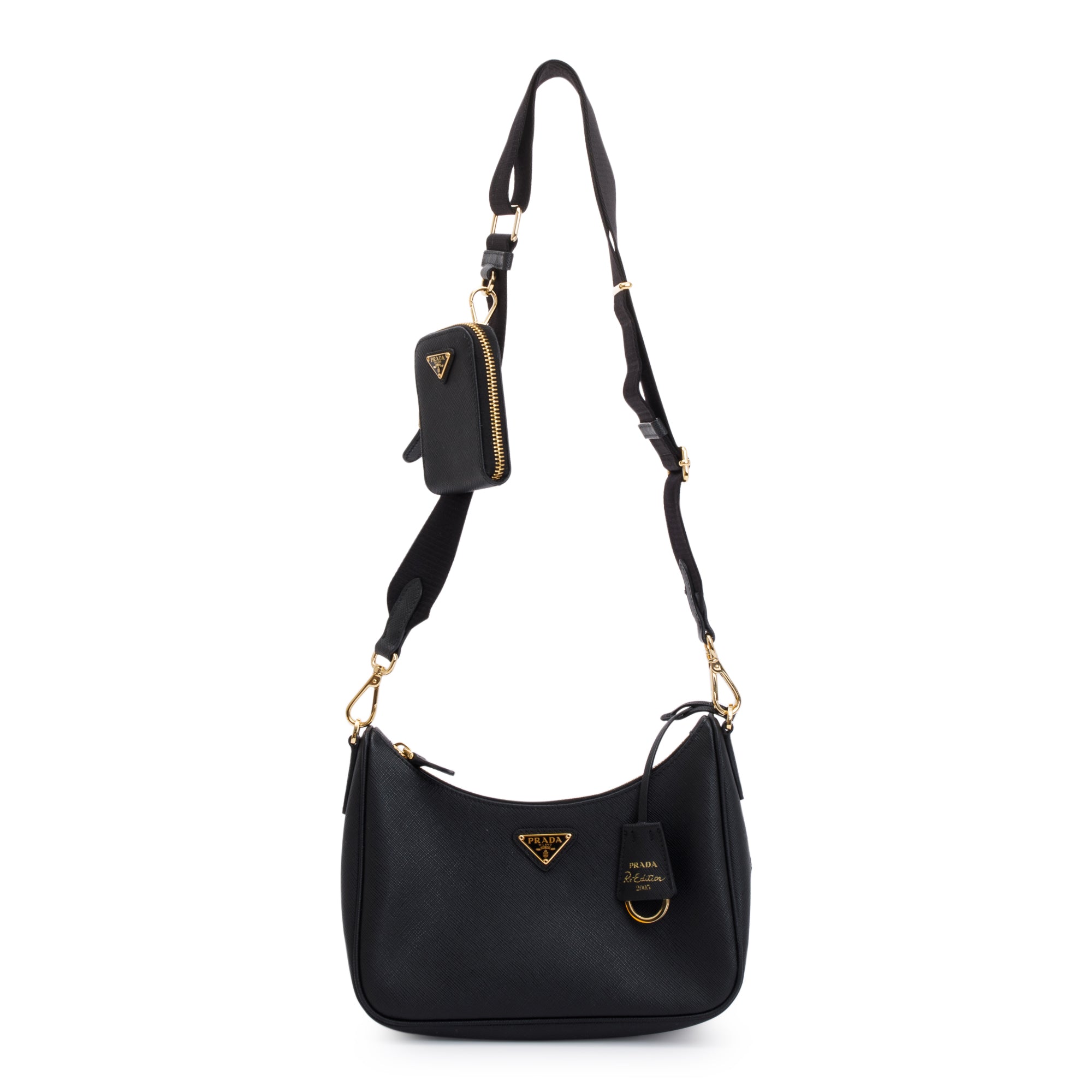 Prada Black Saffiano Leather Re-Edition 2005 Shoulder Bag