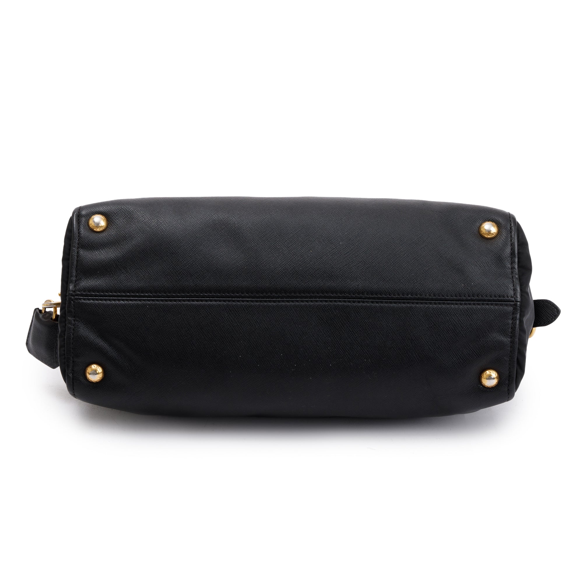 Prada Black Saffiano Leather & Tessuto Vernice Bauletto Frame Bag